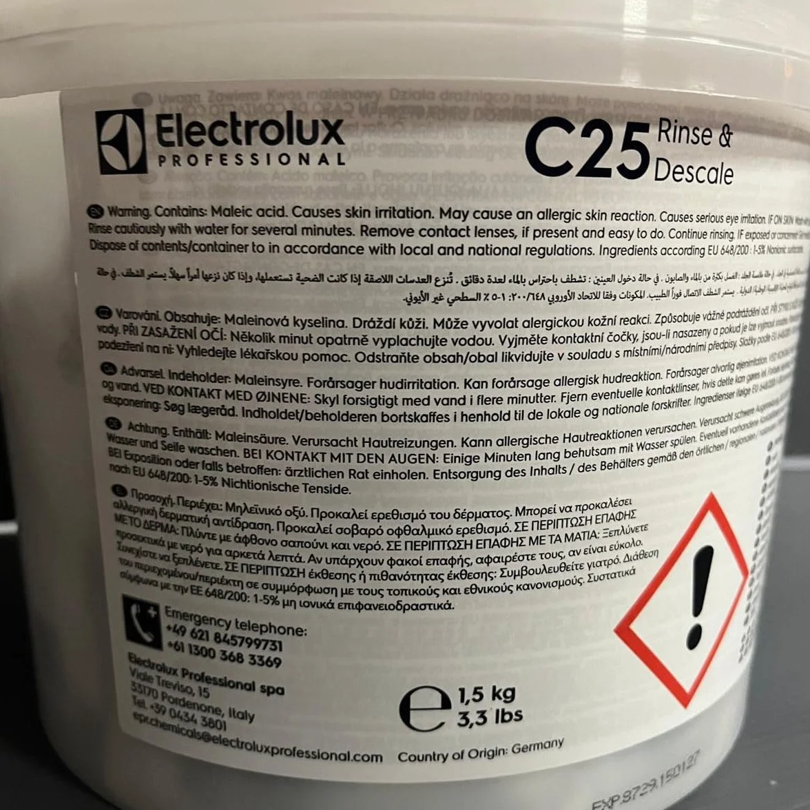 Electrolux C25 Rinse & Descale - Confezione da 50 Pastiglie Brillantante e Disincrostante in Bustine Monouso