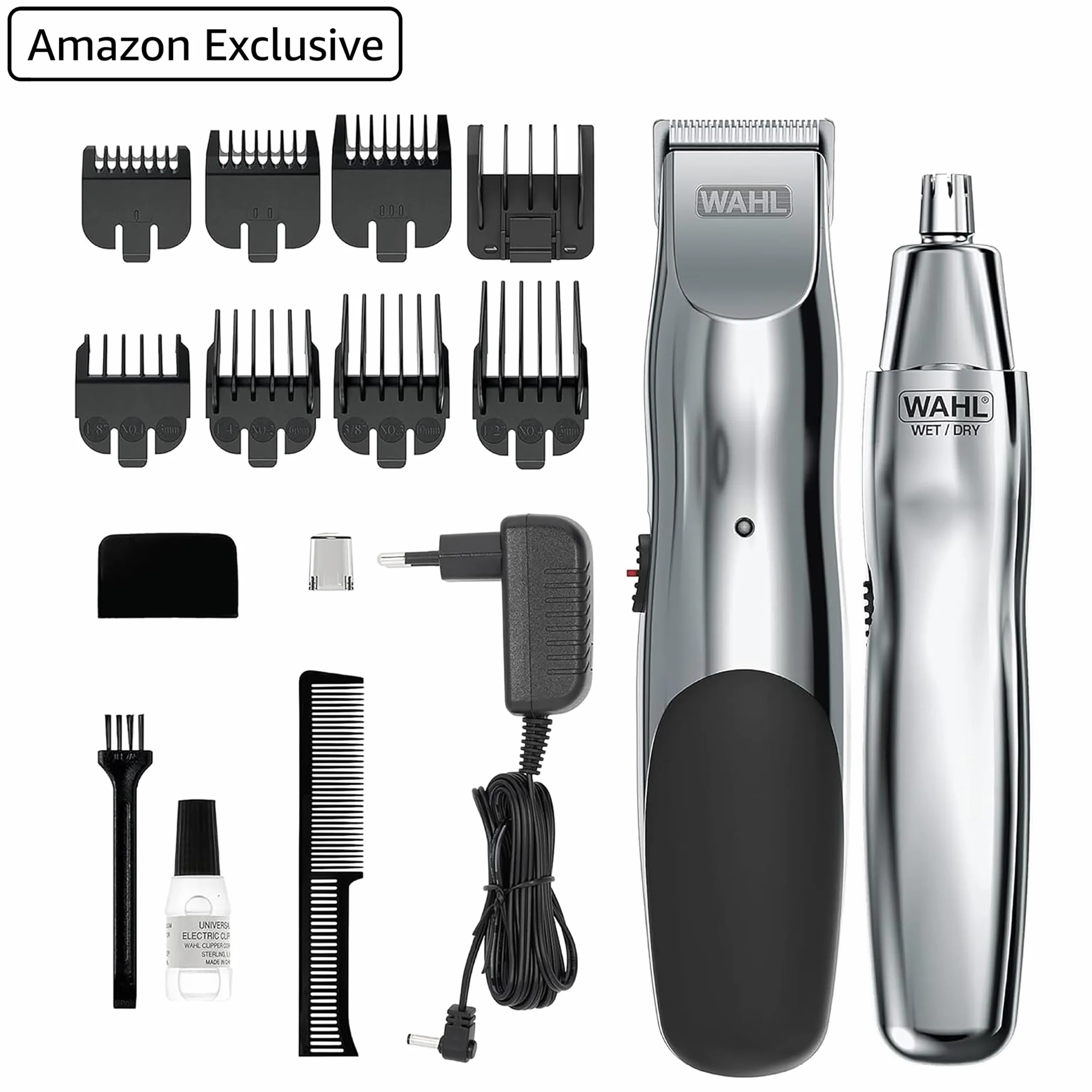 WAHL Groomsman, peli del naso, dettagli e pulizia con Trimmer Wet/Dry a batteria per peli del naso