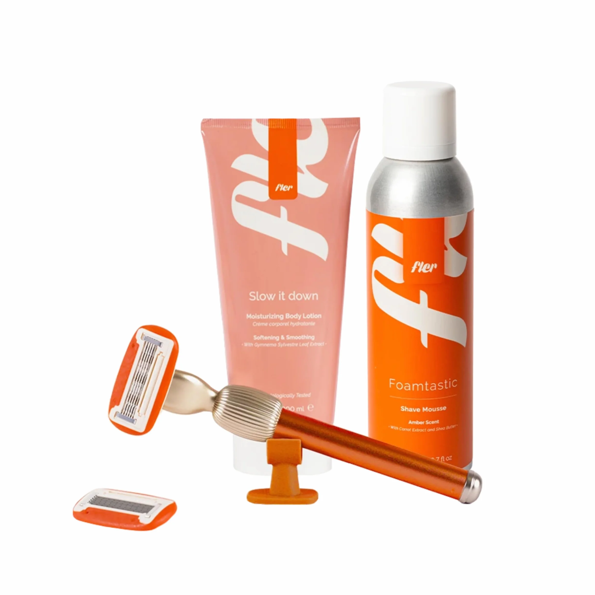 Fler Smooth Skin Set Rasoio Donna con Supporto, 2 Lamette di Ricambio, Crema 200ml