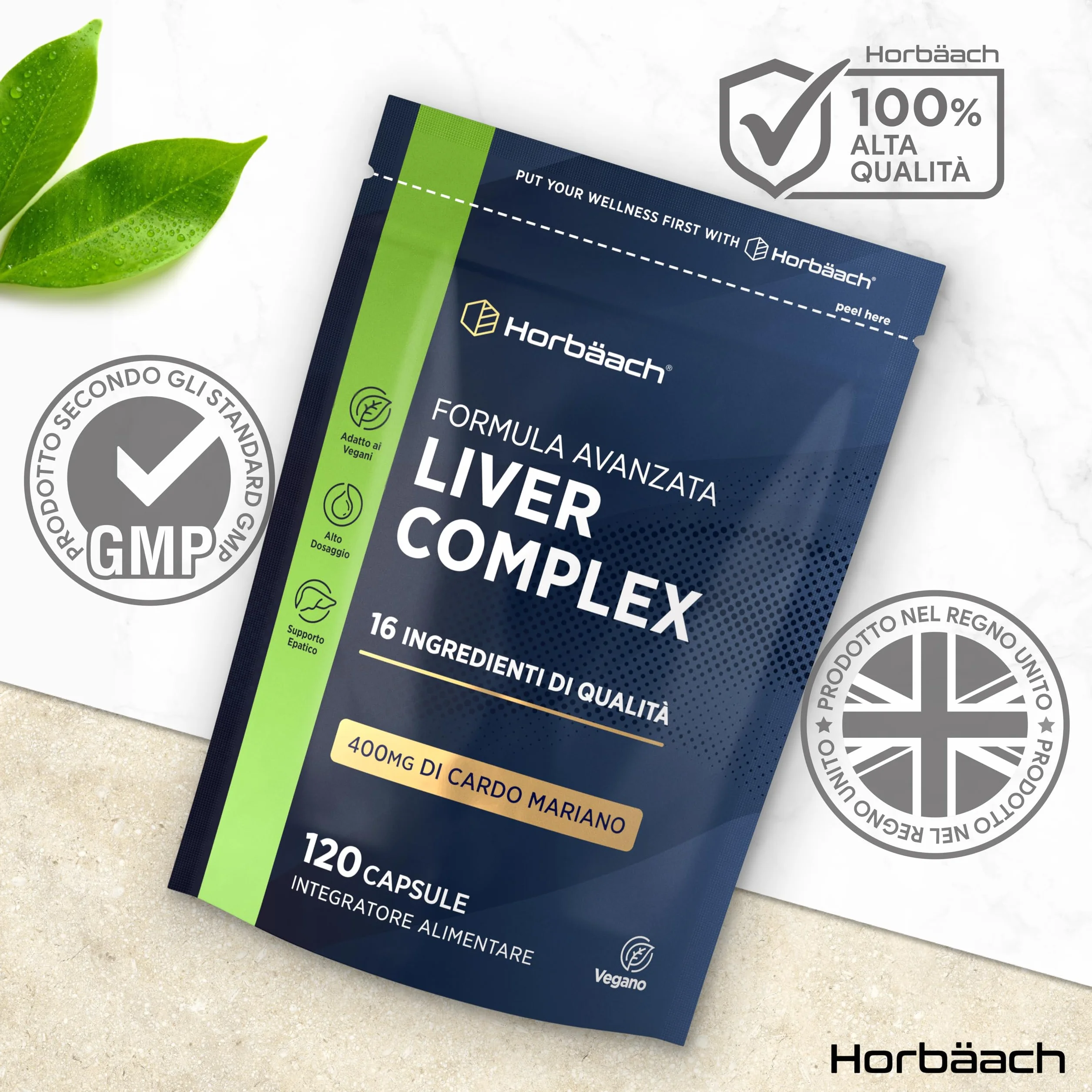 Horbaach Liver Complex 120 Capsule Vegane Integratore Depurativo Fegato Funzione Epatica