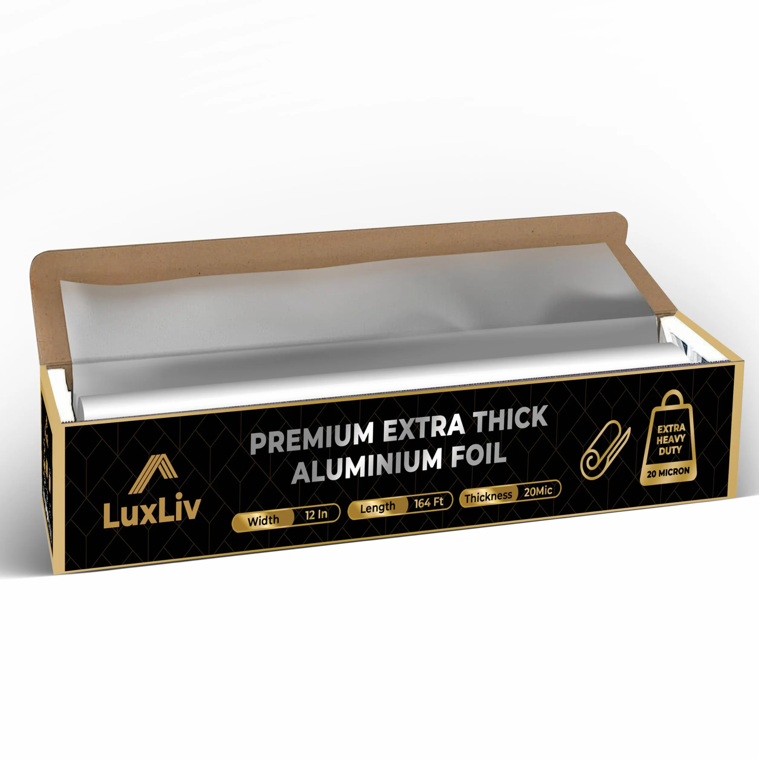 Rotolo di alluminio resistente 30 cm x 50 m spessore extra per industria alimentare LuxLiv®