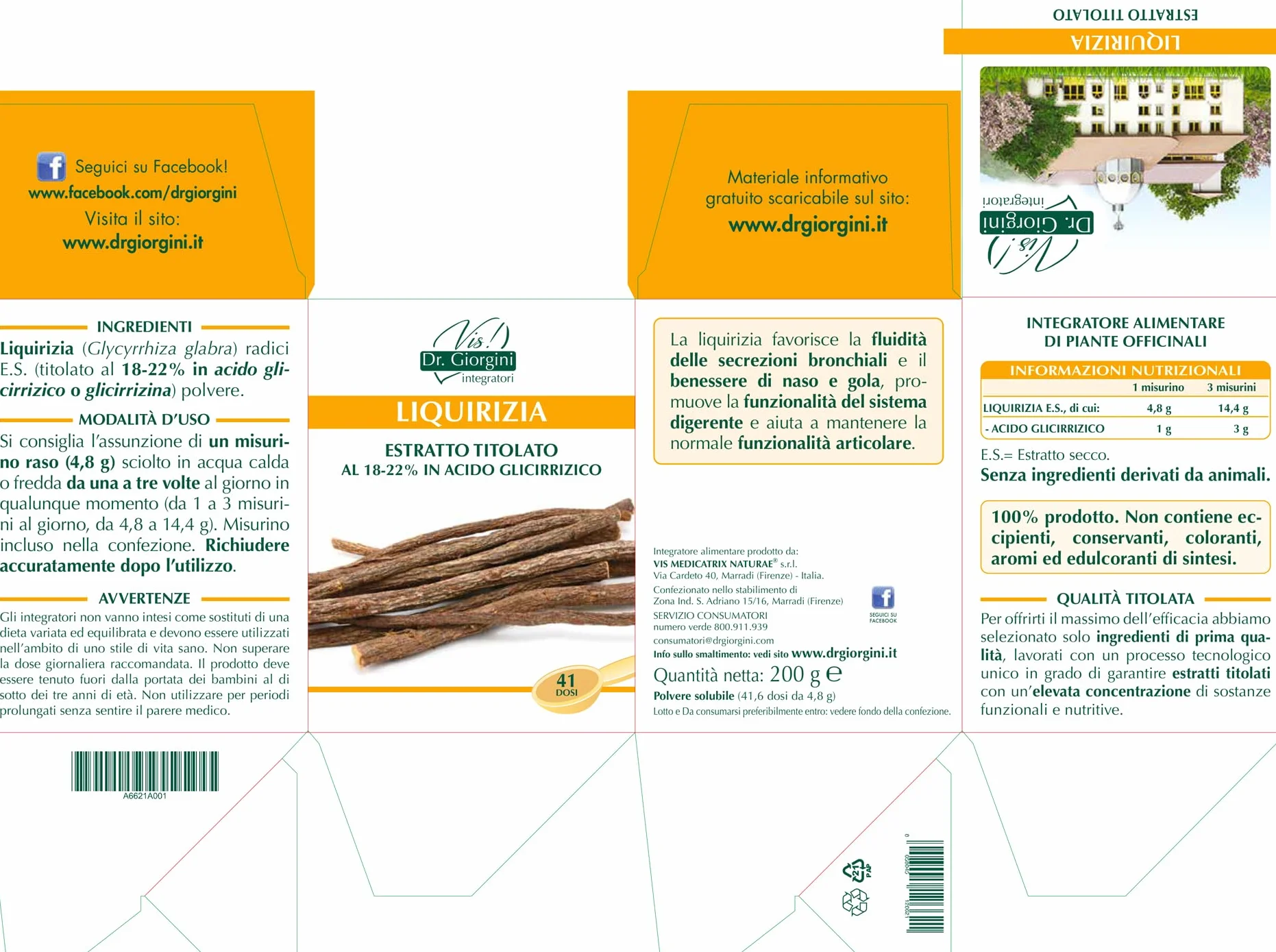 LIQUIRIZIA Estratto titolato Polvere 200 g
