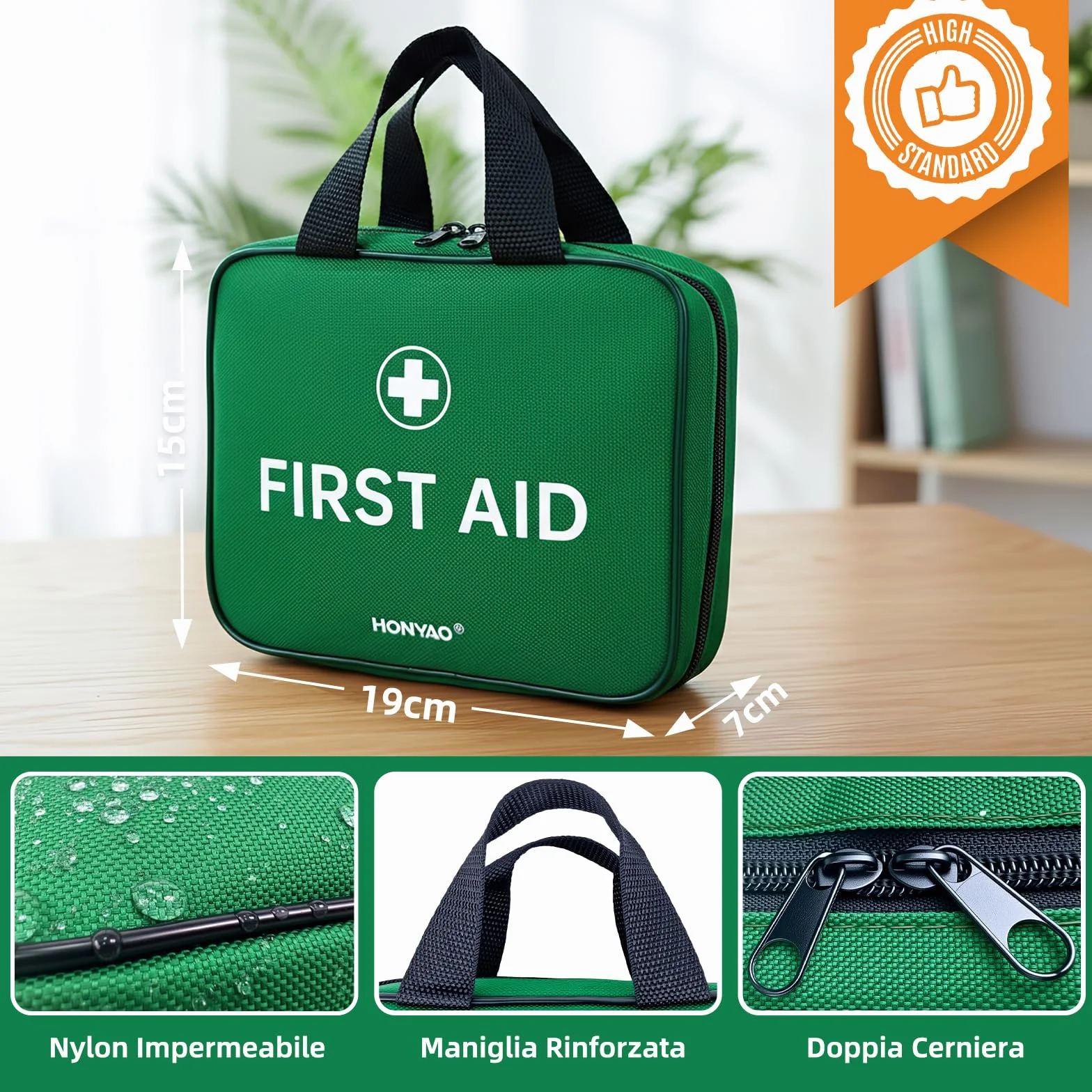 HONYAO Kit di Pronto Soccorso 180 Pezzi, Completo per Casa Auto Sport Viaggio