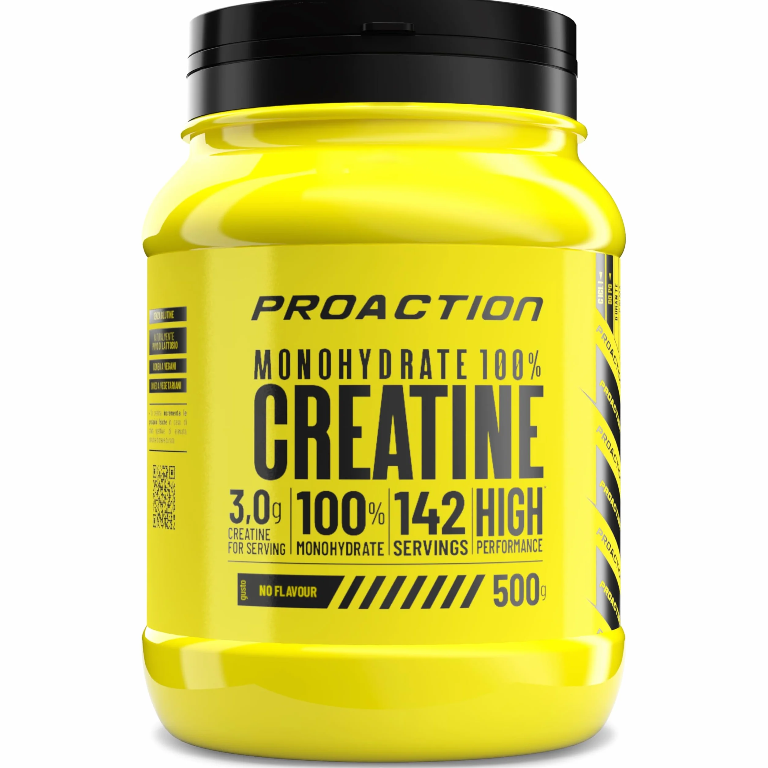 ProAction Creatina Monoidrata in Polvere | 100% Creatina Monoidrato Pura per Forza, Energia & Resistenza | Solubile & Senza Additivi | Aumento della Massa Muscolare | 142 Porzioni | 500 g