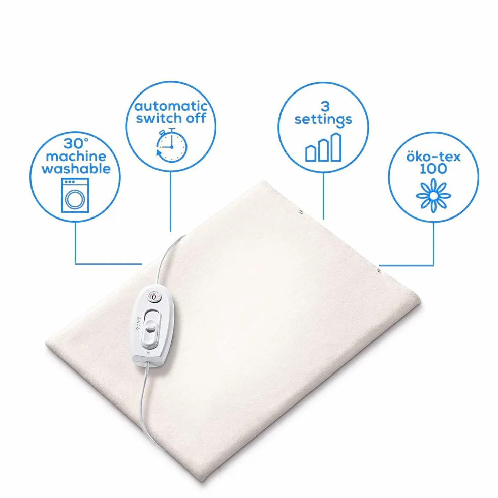 Sanitas SHK 18 Termoforo Elettrico 40x30 cm, 3 Livelli di Temperatura, Spegnimento Automatico, Protezione Surriscaldamento, Fodera in Cotone Lavabile, Certificato Oeko-Tex
