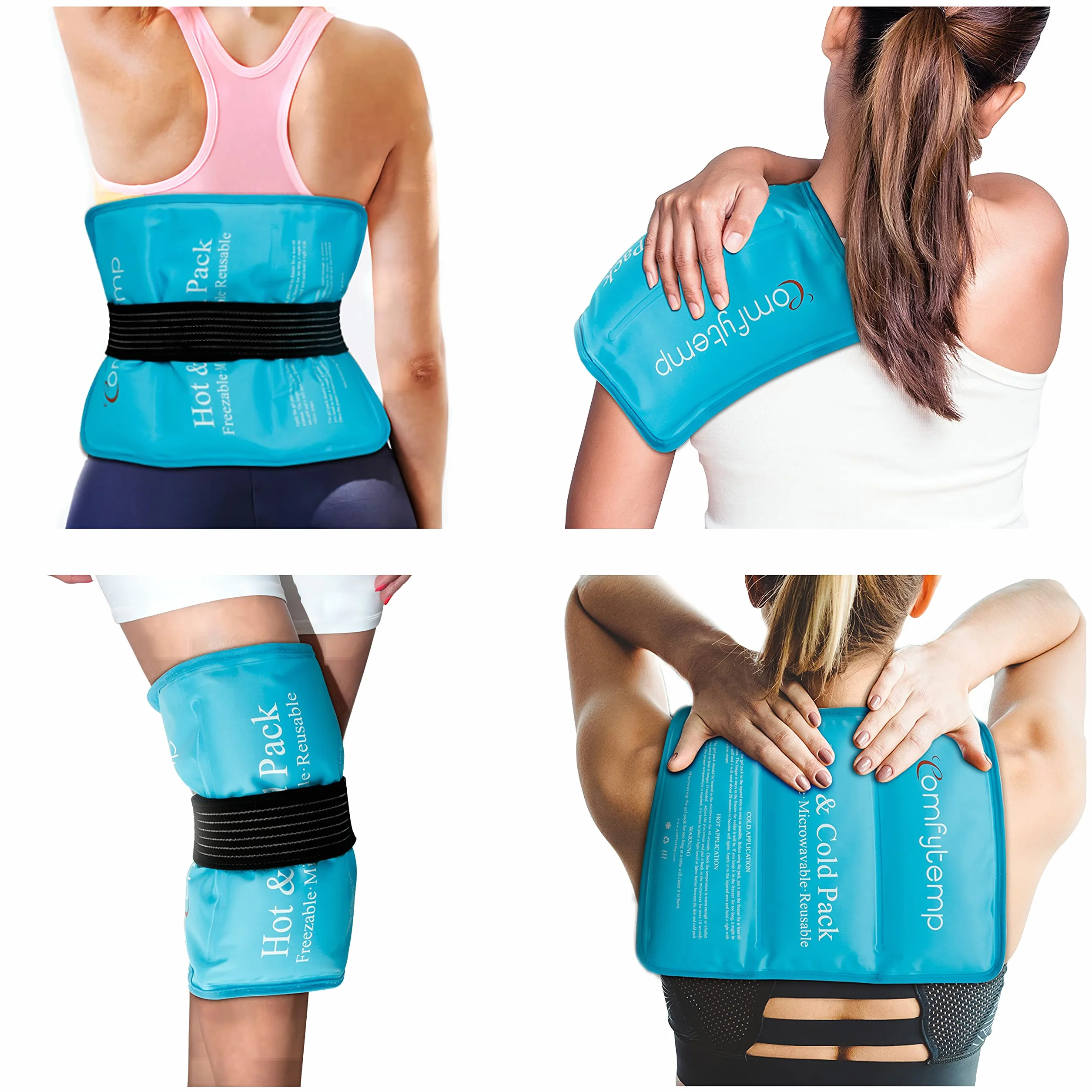 Comfytemp Impacco Ghiaccio Riutilizzabile 27x37cm Terapia Caldo Freddo Borsa Ghiaccio Ginocchio Schiena