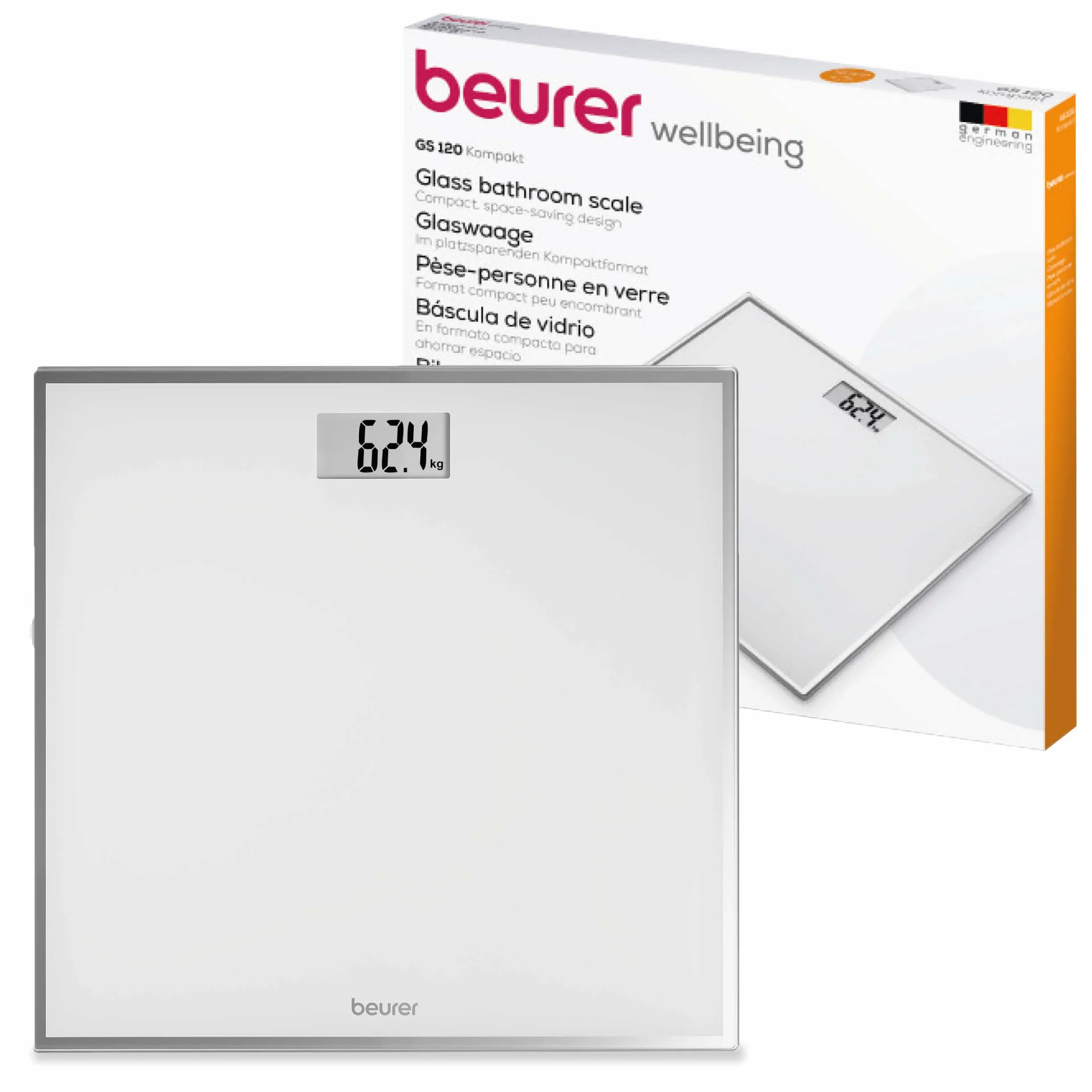 Beurer GS 120 Bilancia Digitale Compatta in Vetro, Display LCD, Portata 150 kg, 27x26 cm, Graduazione 100 g