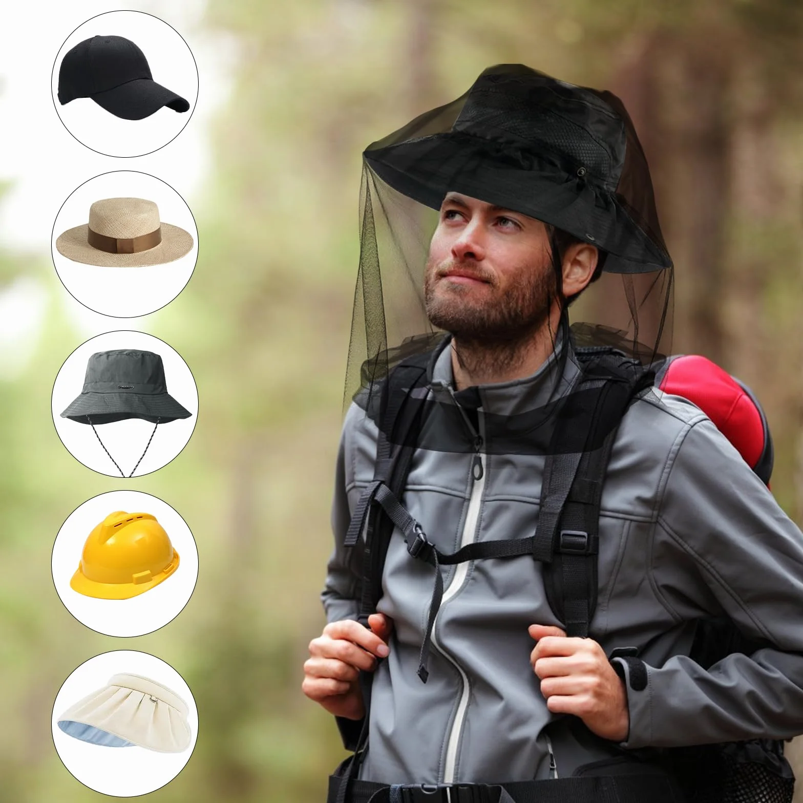 Zanzariera per insetti Ultra grande e lunga fori extra fini Head net per campeggio escursioni safari Esterni protezione da mosche