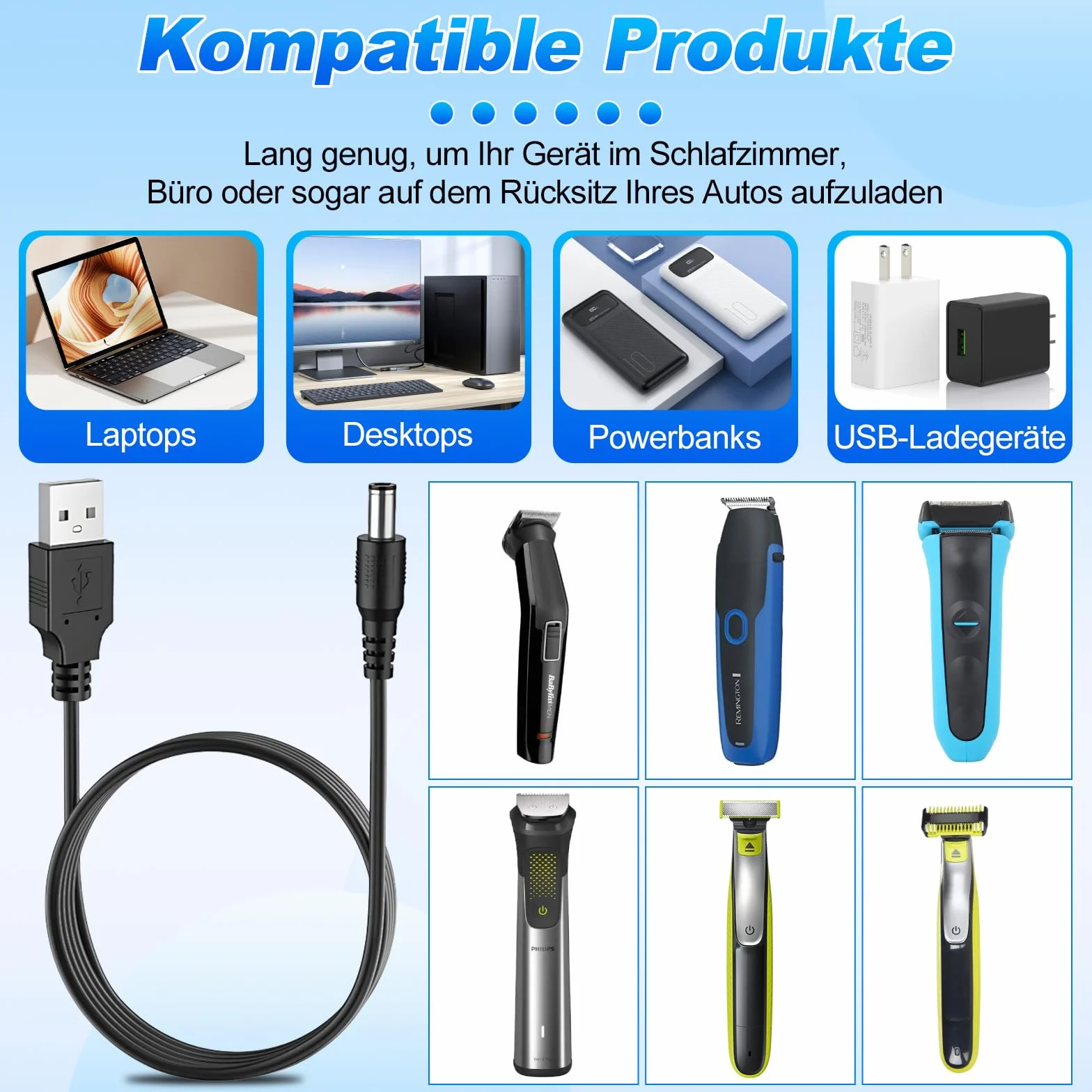 Set di 8 adattatori per rasoio elettrico da 5 V