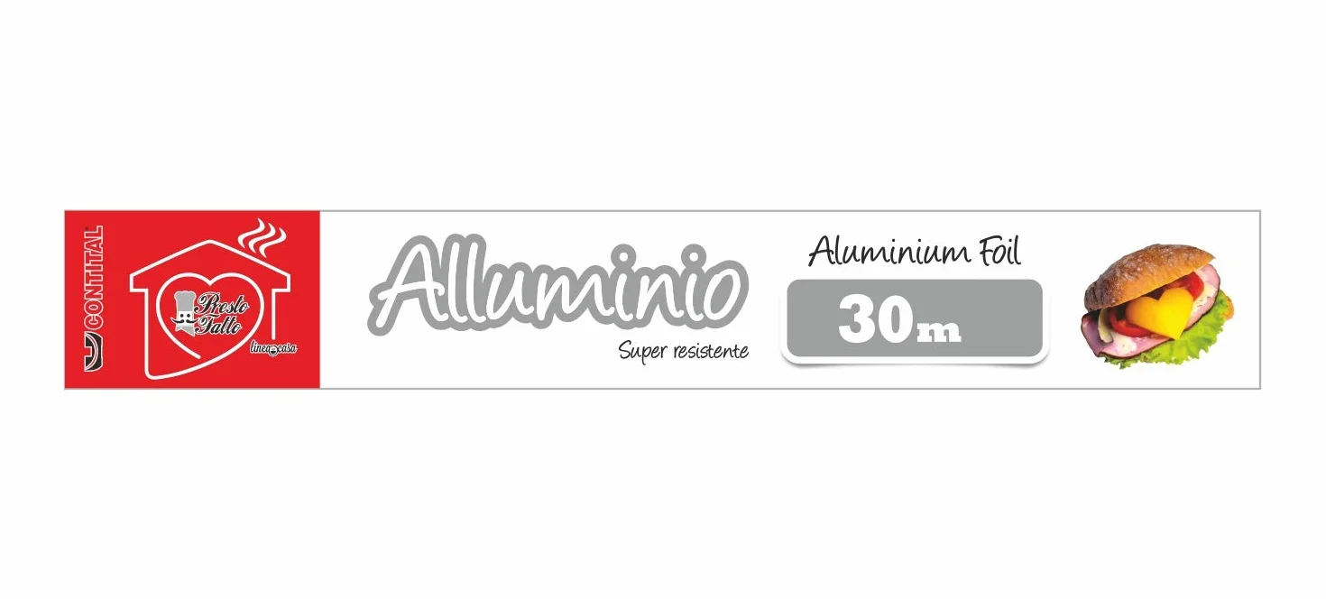 CONTITAL Rotolo Alluminio per Alimenti | 28 cm x 30 mt | Accessori Cucina Indispensabili, Carta Stagnola Alimenti, Pratica per Cucina e Conservazione - Con Astuccio