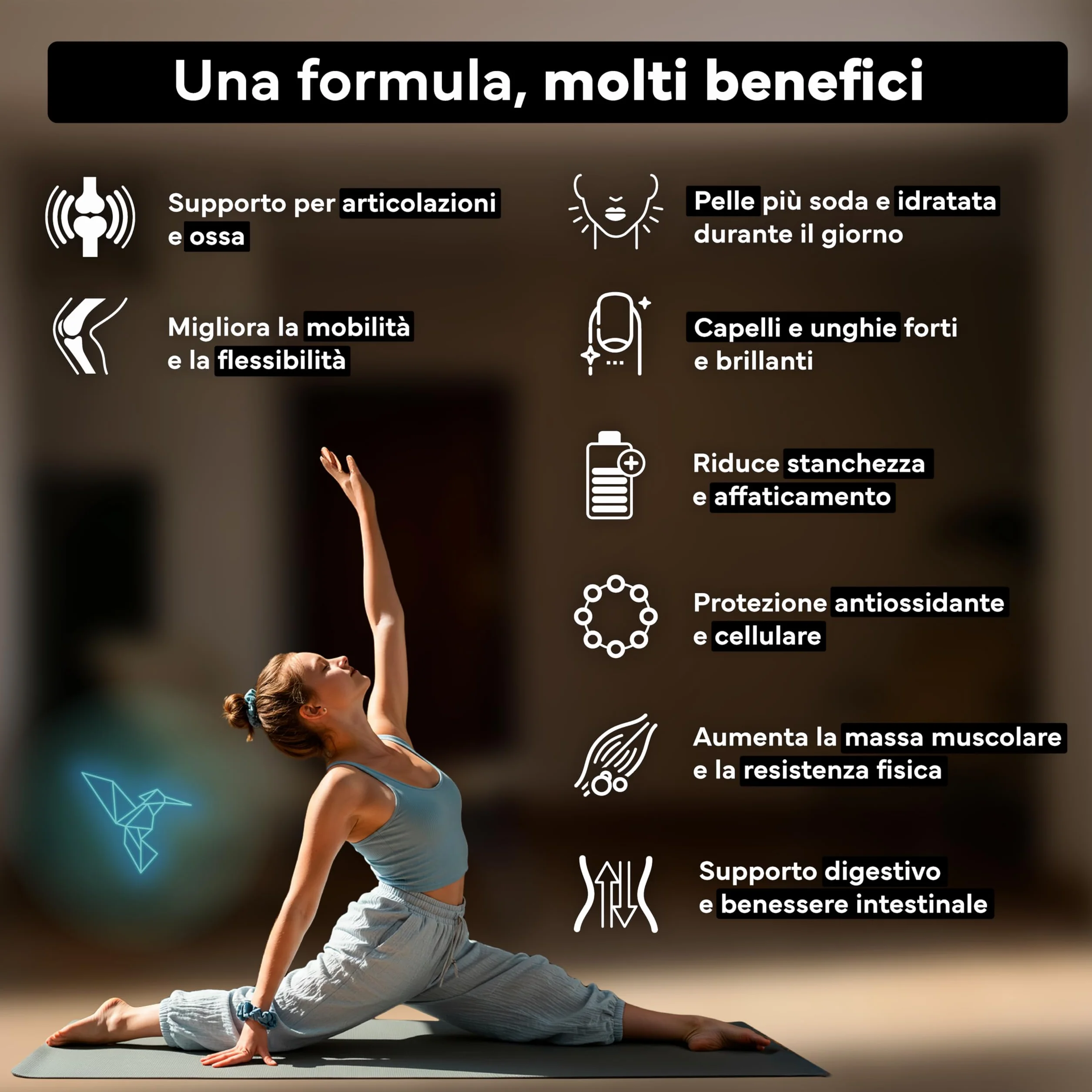 Collagene Marino con Acido Ialuronico Idrolizzato Puro - Integratore 120 Capsule – Pelle, Ossa e Articolazioni – Sevens