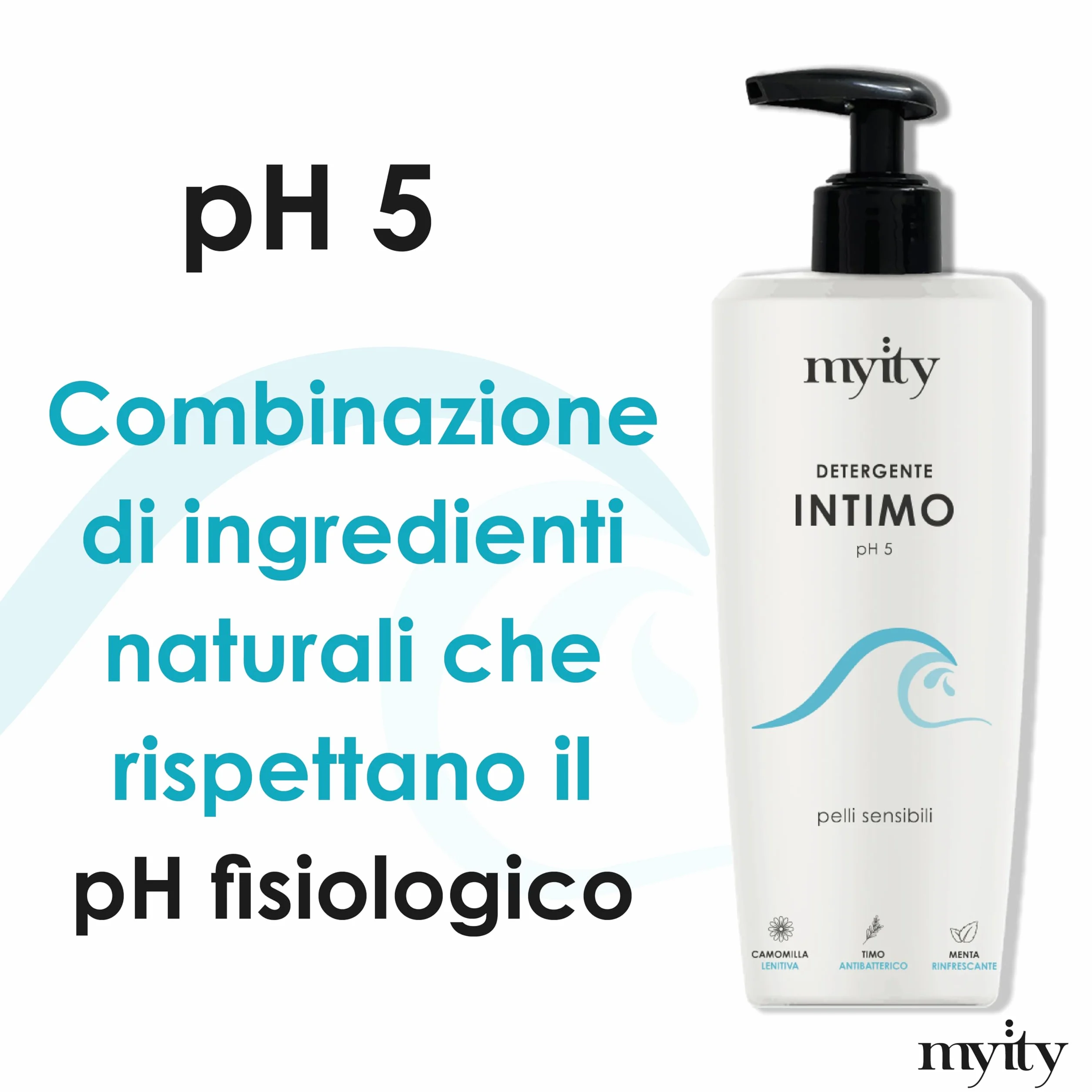 Detergente Intimo Myity pH 5 per Pelli Sensibili - Antibatterico, Rinfrescante, Senza Profumo, Vegano