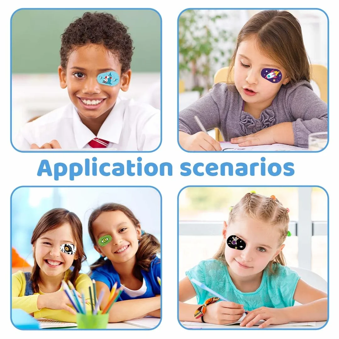 Bende Oculari per Bambini 24 Pezzi Benda Occhio Pigro Adesiva in Cotone Blocca Luce 8 Stili
