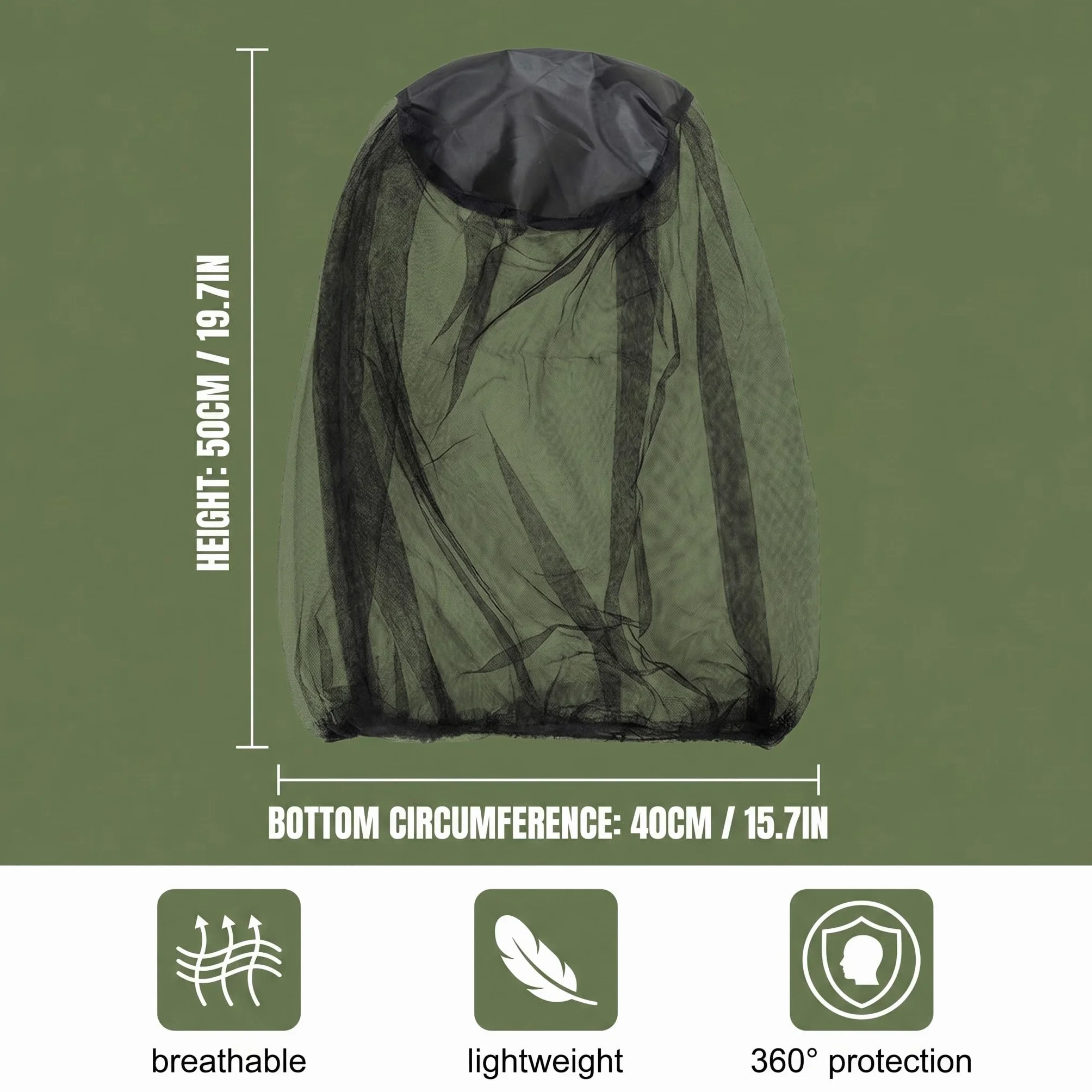 Cappello Apicoltore con Rete Zanzariera, Maschera Anti Insetti per Pesca Escursionismo Campeggio, Protezione Viso in Nylon Traspirante Nero