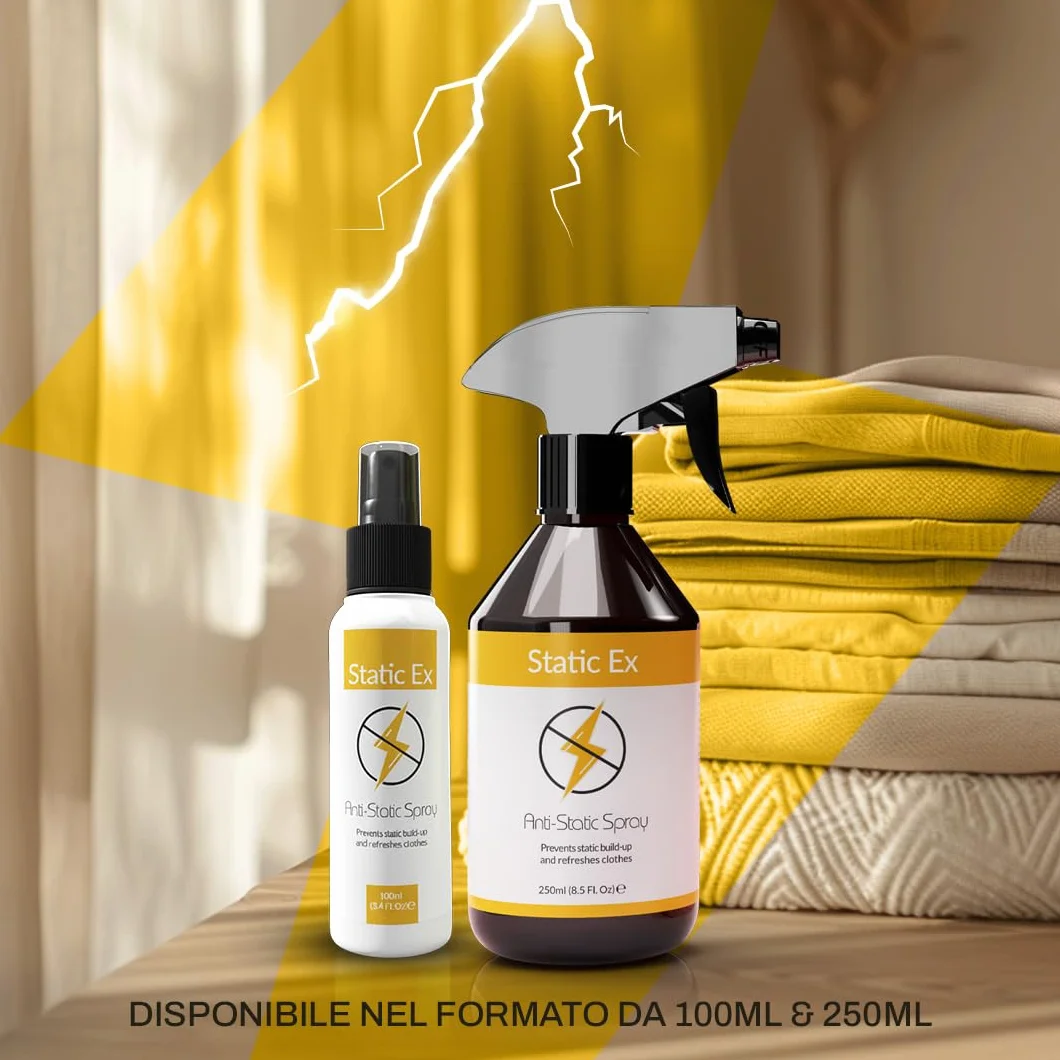Spray Antistatico per Vestiti 250ml Elimina Elettricità Statica su Tessuti