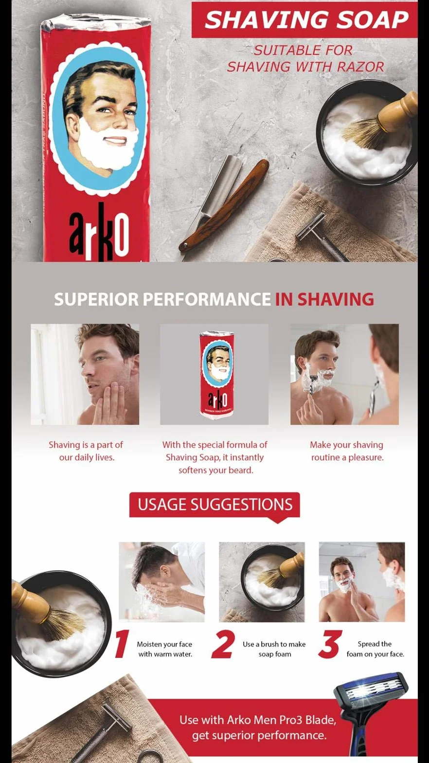 Arko Shaving Soap Stick by Arko (1 x 75 g)