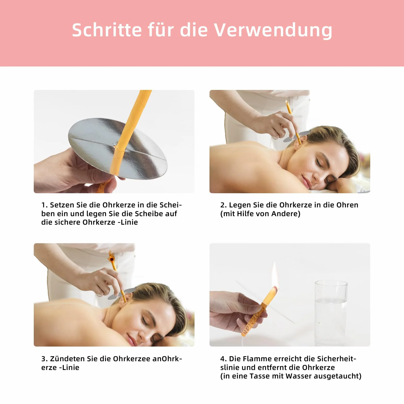 32 Pezzi 8 Diverse Fragranze Coni per Orecchie,25cm Cono Orecchie Cerume con 8 Dischi Protettivi e Tampone di Cotone,per Rimuovere la Cera Dell'orecchio,Relax e Pulizia