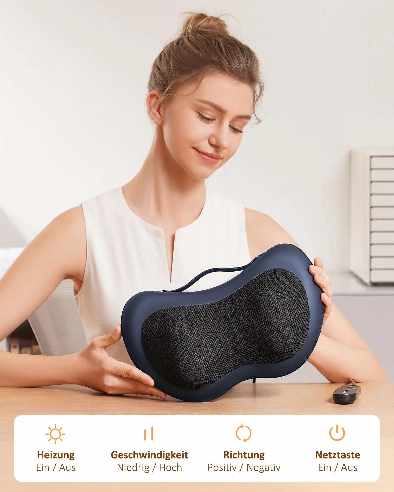 KNQZE Massaggiatore per collo con funzione di calore, massaggiatore Shiatsu con testine massaggianti rotanti 3D, cuscino massaggiante per collo, spalle e schiena, massaggiatore per la schiena, per