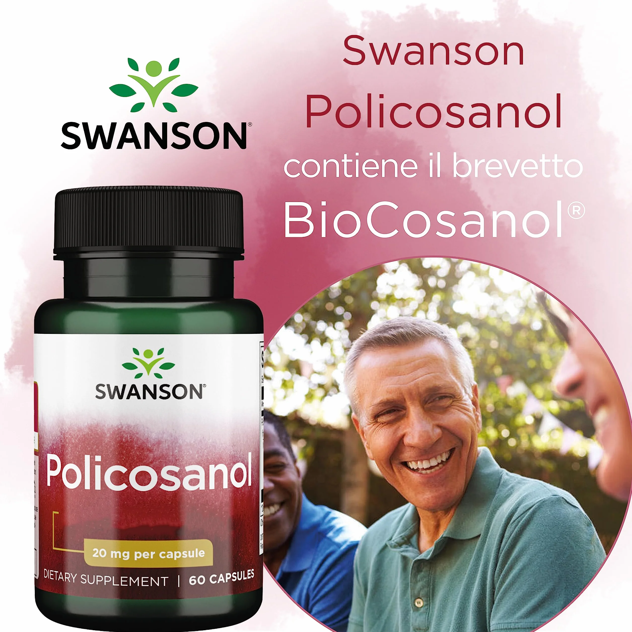 Swanson Policosanol, 20mg, estratto dalla canna da zucchero, alta dose, 60 capsule, Testato in Laboratorio, Senza Glutine, Senza Soia, Non OGM