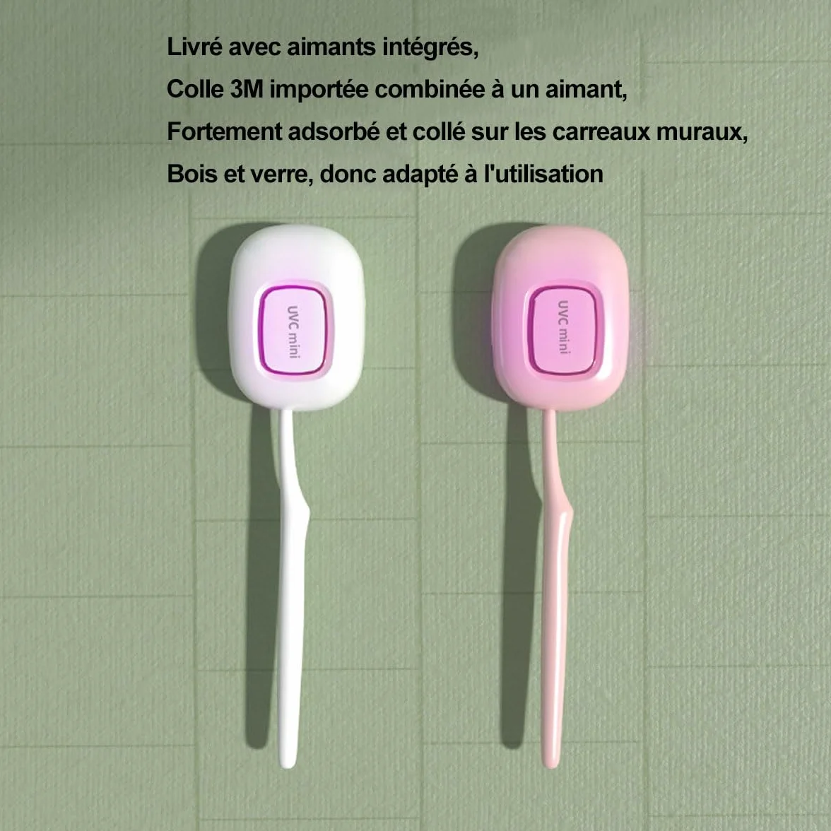 JOYWOOD Intelligente Induzione UV-C Spazzolino Da Denti Portatile Disinfettatore UV, Ricarica USB, Asciugatura + Parete Magnetica Adsorbzione + LED, Adatto a Tutti gli Spazzolini Da Denti（bianco）