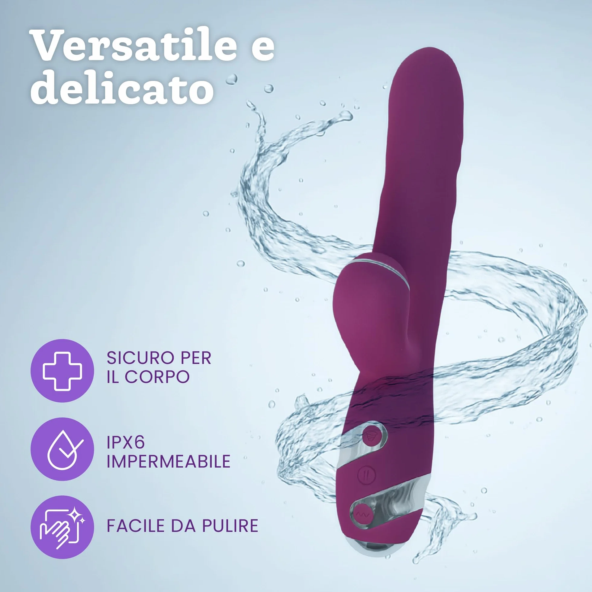 Oliver James Vibratore Rabbit 3-in-1 – Dildo a Spinta Discreto con 10 Vibrazioni, 10 Tap Tapping e 3 Modalità di Spinta | Stimolatore G-Spot e Clitorideo Impermeabile per Donne e Coppie
