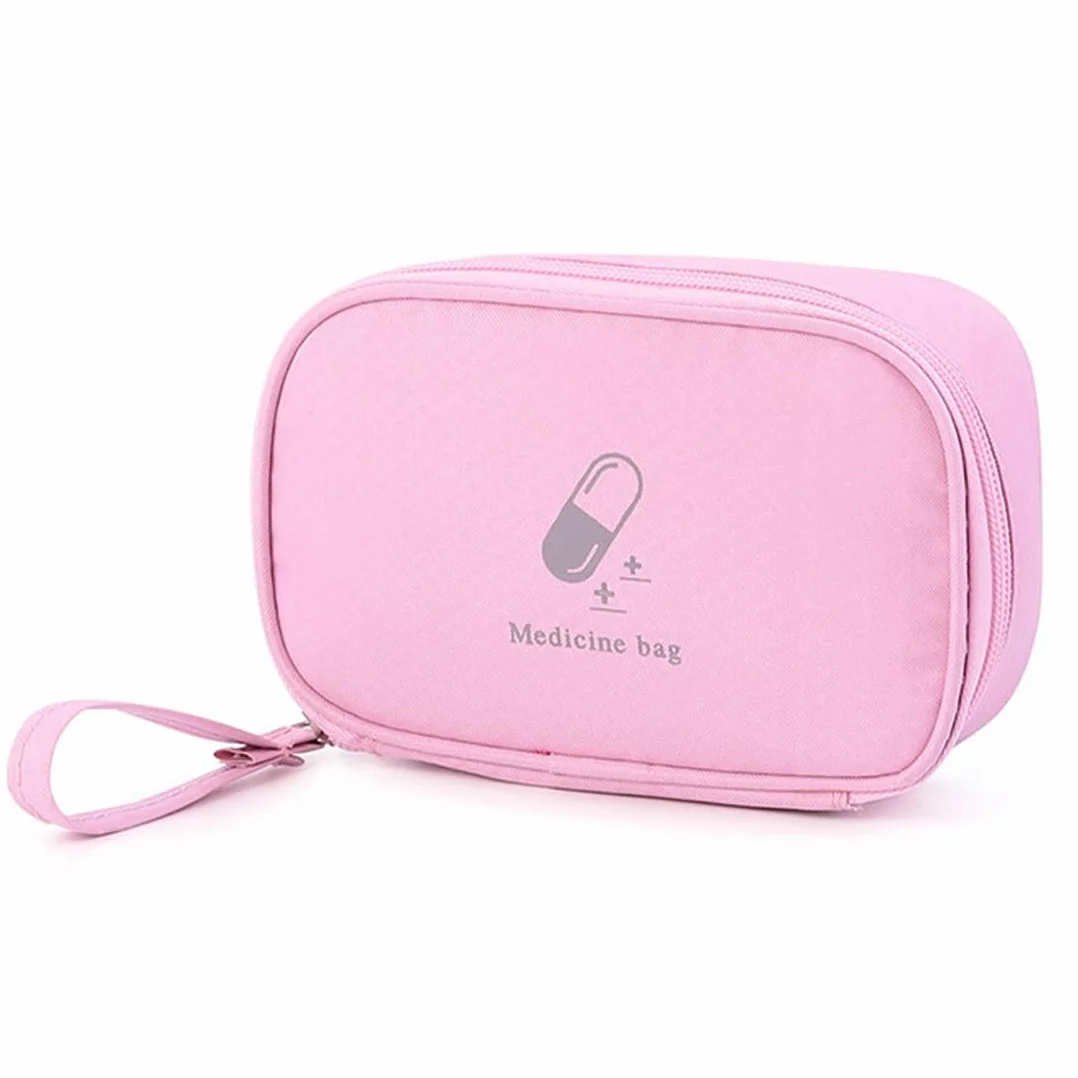 JEYORZY Kit di Pronto Soccorso Portatile, Borsa per Medicinali Vuota, Mini per Viaggio, Rosa