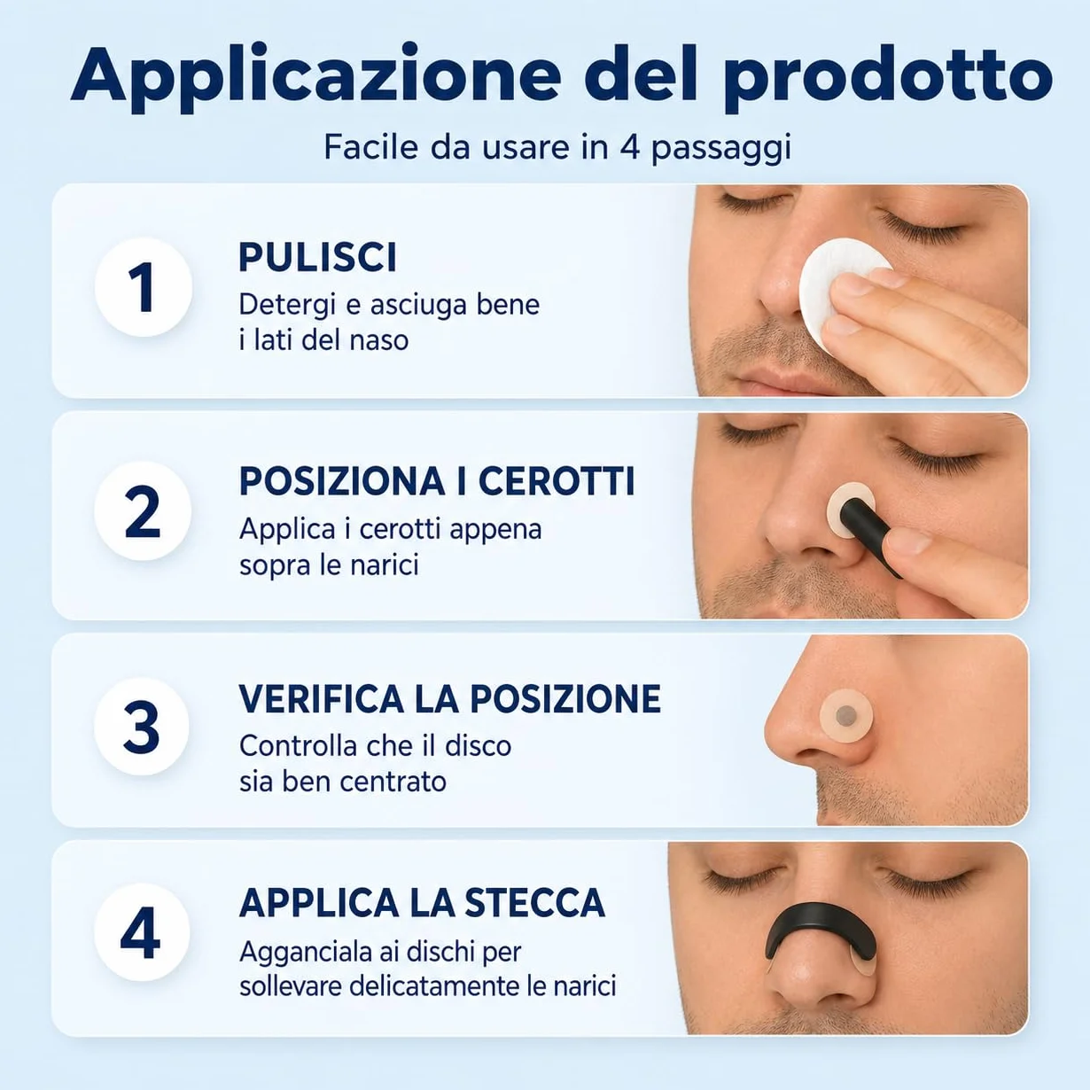 Dilatatore Nasale Magnetico 60 Cerotti Nasali Antirussamento Divaricatore Nasale Stecche Riutilizzabili Applicatore Precisione