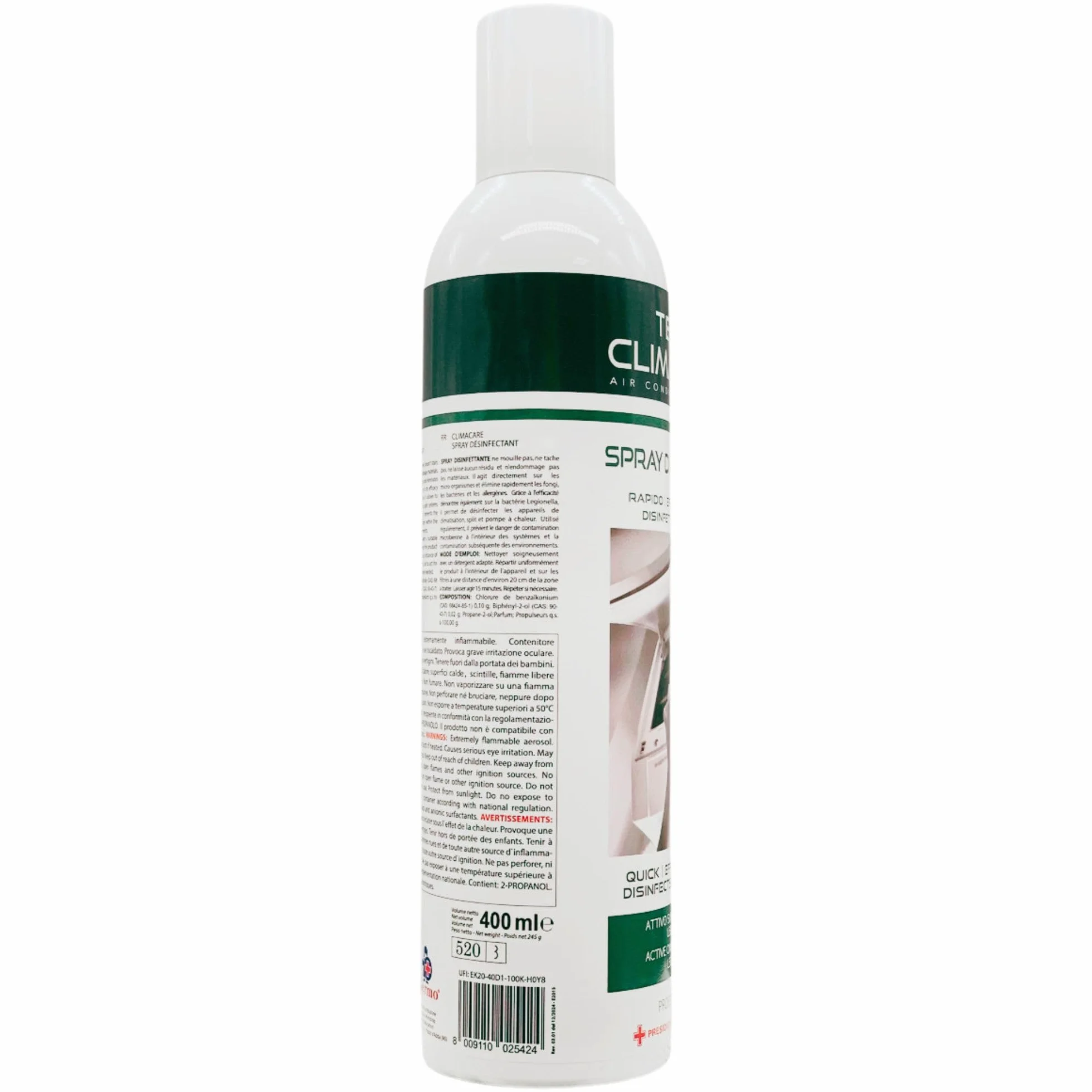 Spray Igienizzante per Climatizzatori 400ml + Guanti HDPE Monouso 100pz