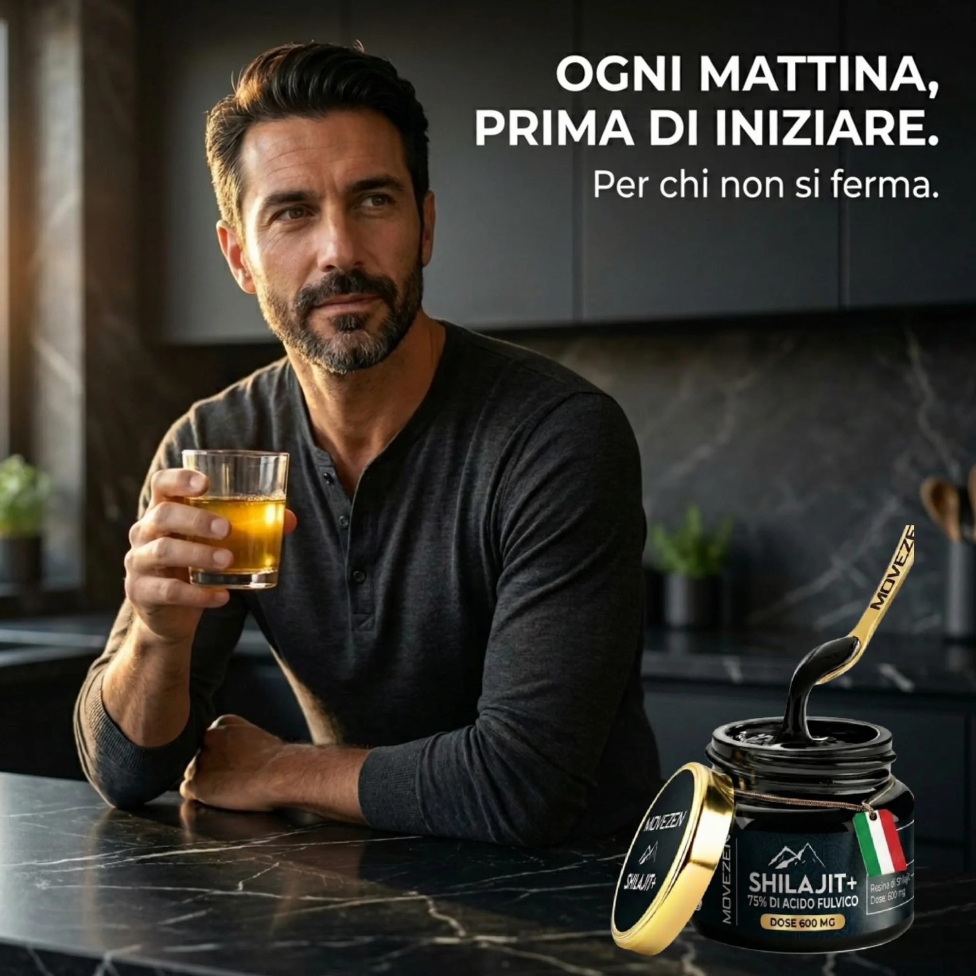 Shilajit Puro Movezen 30 g, Resina Pura di Shilajit +, >75% Acido Fulvico Testato Eurofins, Origine Himalaya Fino a 5000 M, Ricco di Minerali, Senza Additivi, Qualità, 50 Giorni, Cucchiaino Incluso