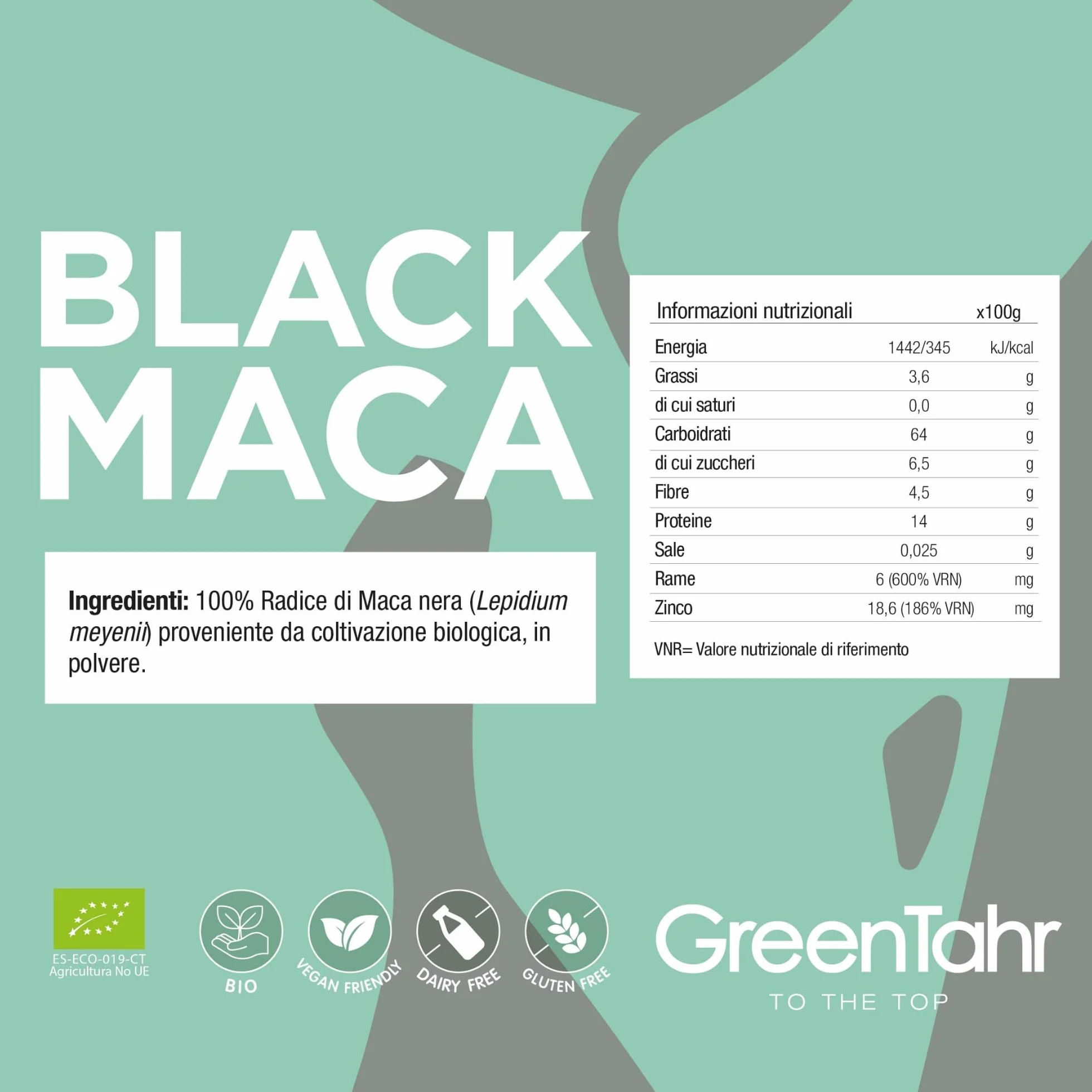 Green Tahr Maca Nera Peruviana in Polvere Bio 750g. 100% Pura estratta dalla Radice. Integratore Energizzante. Black Maca Root Powder Andina, Vegana e Senza Glutine