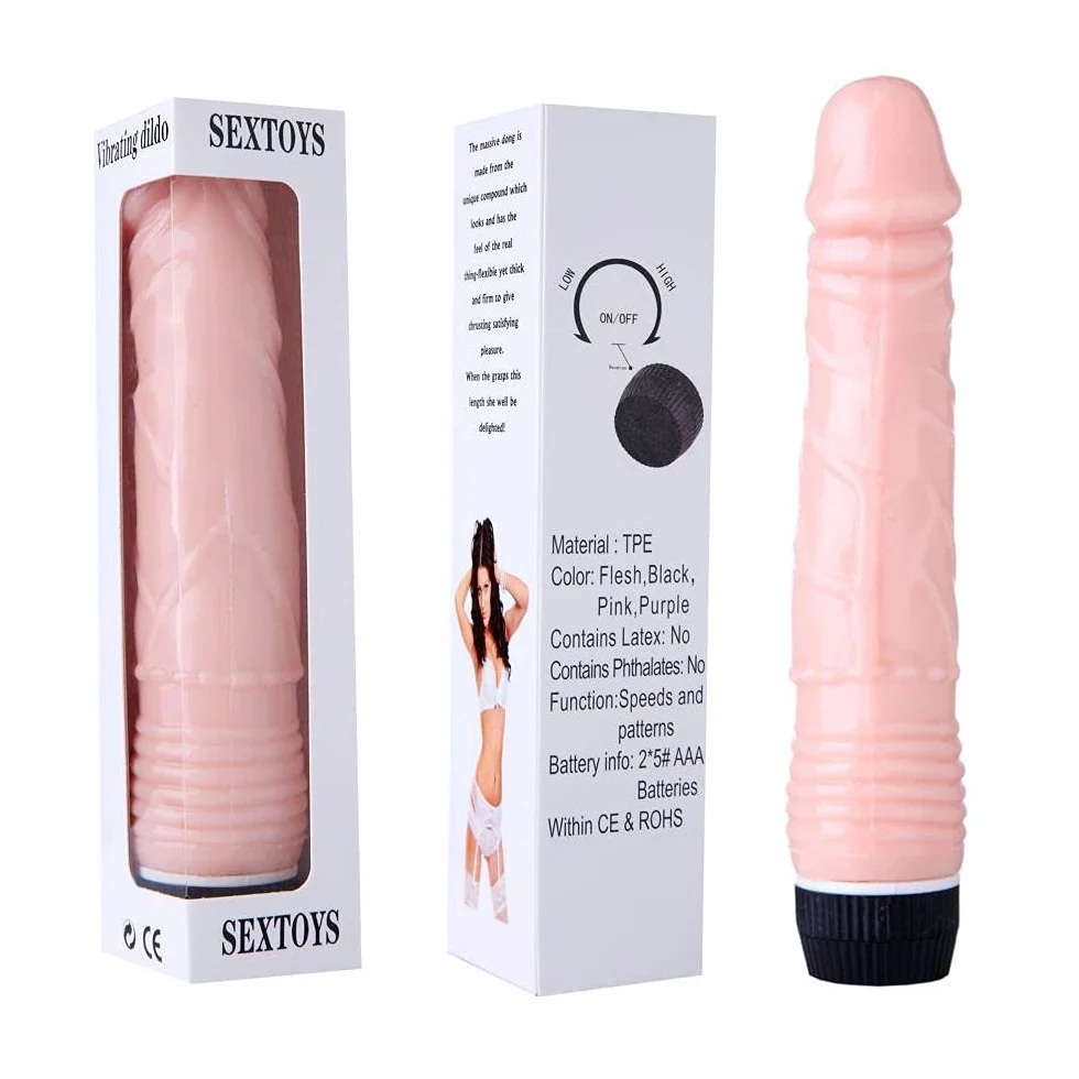 VIBRATORE ECONOMICO IN TPE MORBIDO FLESSIBILE COLOR CARNE DILDO VIBRANTE