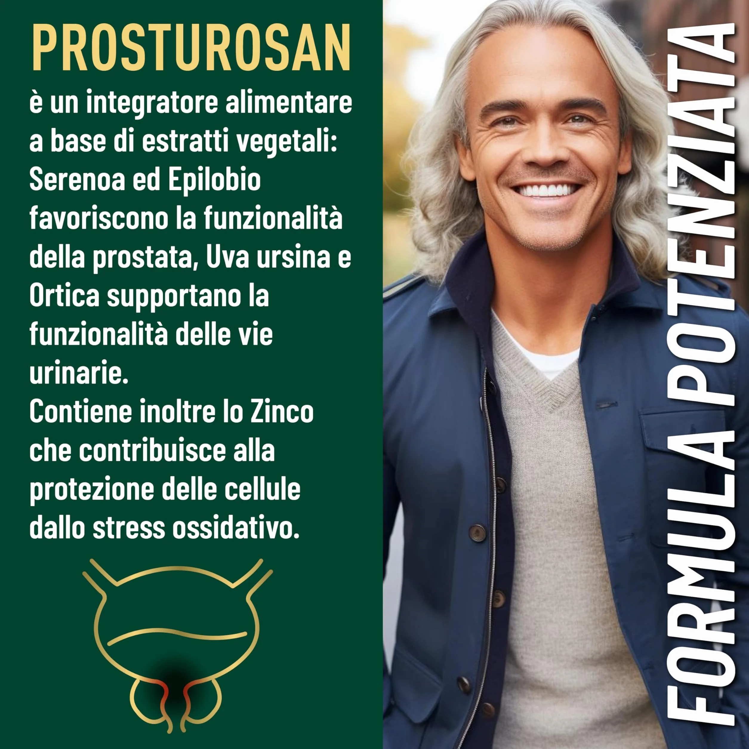 SERENOA REPENS 640 mg Alta titolazione 120 capsule integratore Vie Urinarie Prostata Uomo Saw Palmetto Uva Ursina Zinco Ortica Semi di Zucca Epilobio Pygeum