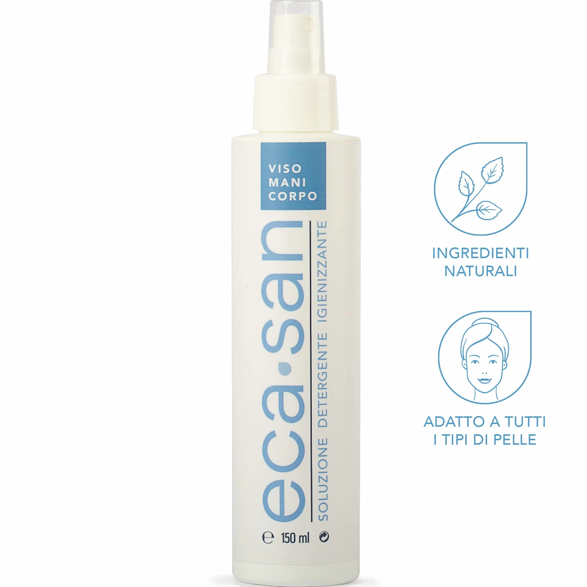 ECASAN Igienizzante Spray Mani Viso e Corpo 100% Naturale Acido Ipocloroso 150 ml