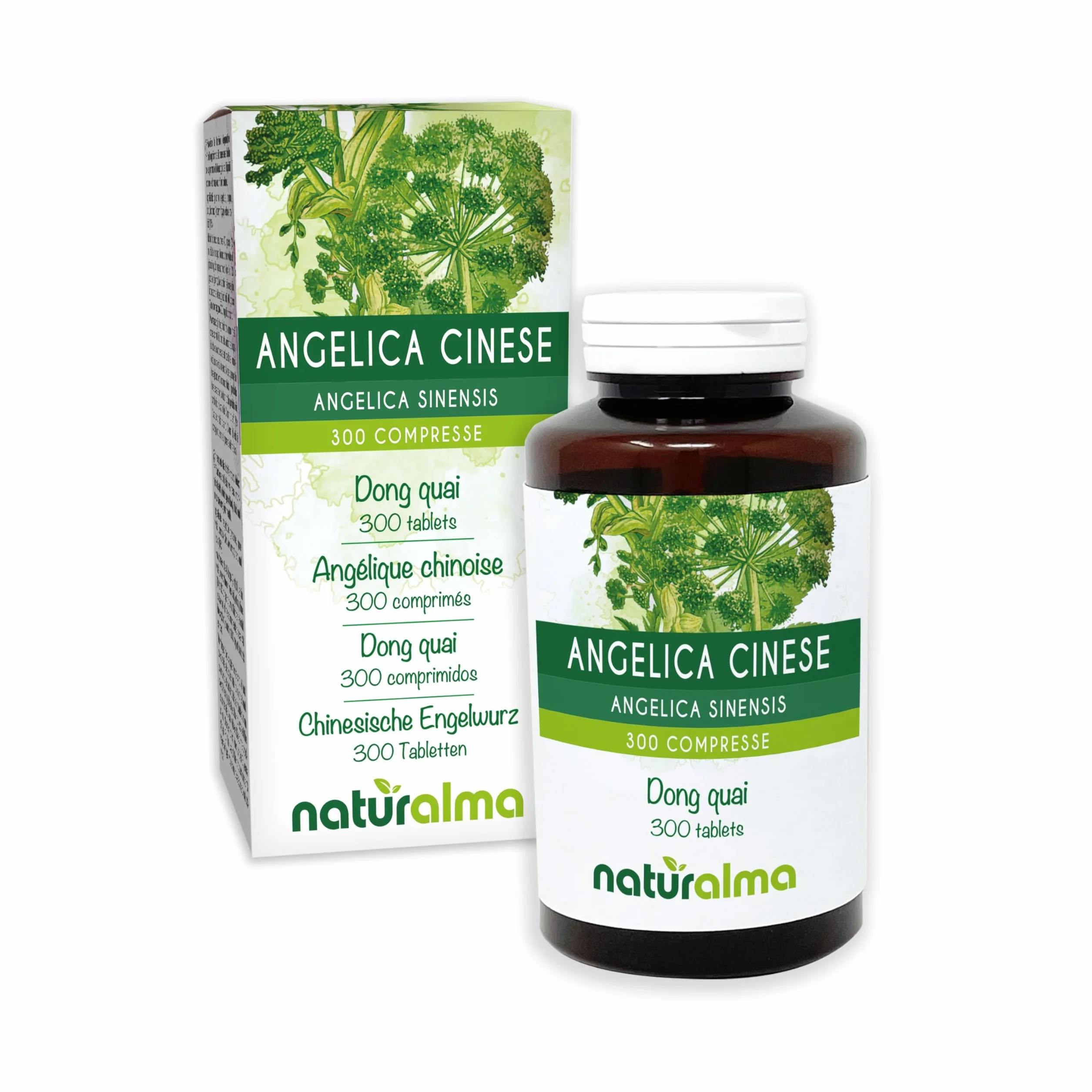 Angelica sinensis Dong Quai Naturalma 300 compresse Integratore alimentare Vegano