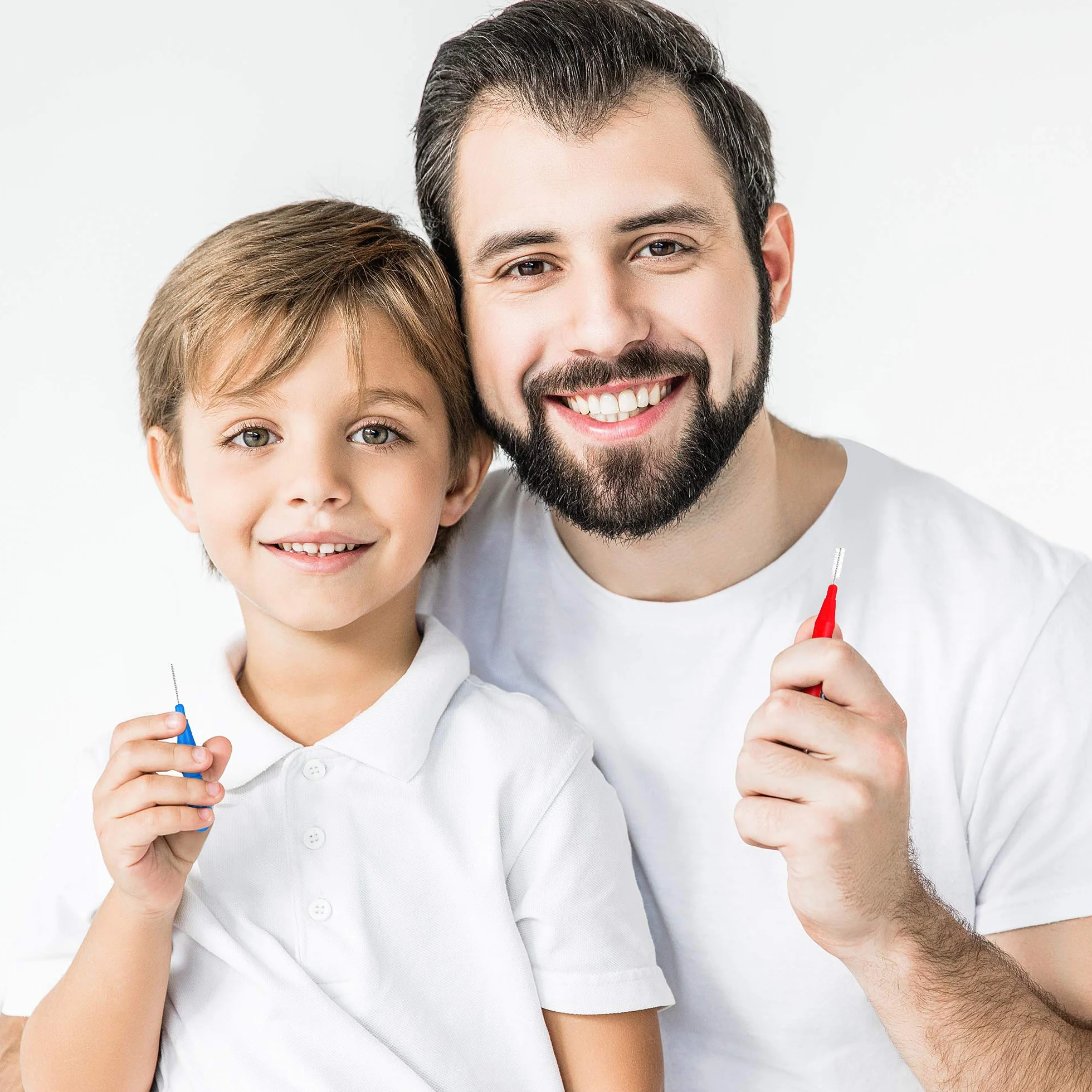 Spazzolino Interdentale Stuzzicadenti Dentali Flosser 100 Pezzi Igiene Orale Strumento (Rosso, Blu)