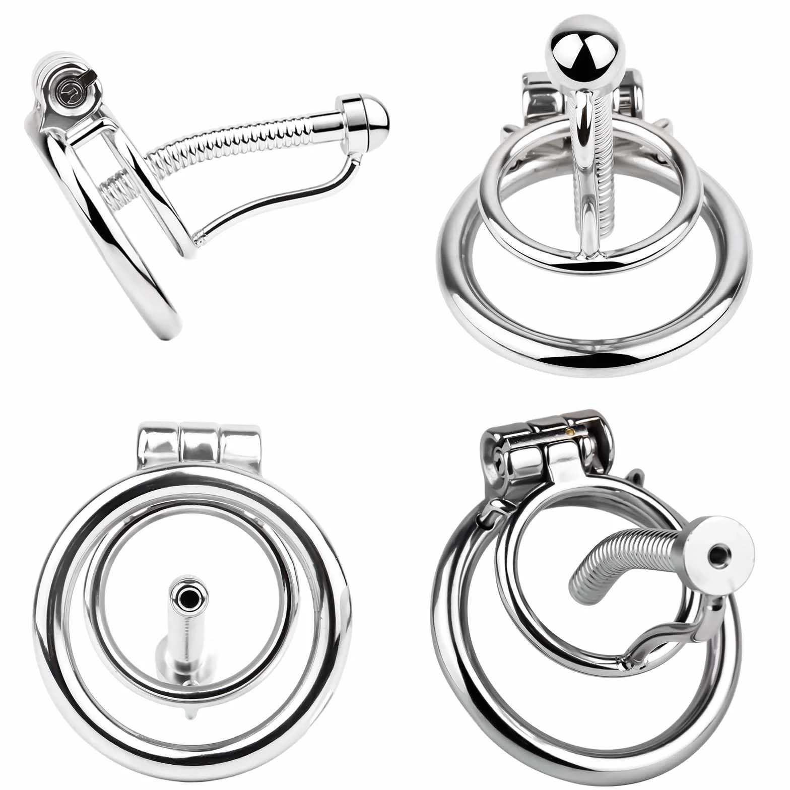 Asta di sondaggio cava liscia in acciaio inossidabile, dilatatore maschile squisito per una facile minzione con anello di ritenzione, 3 misure opzionali -D59IT (S, 50mm ring)
