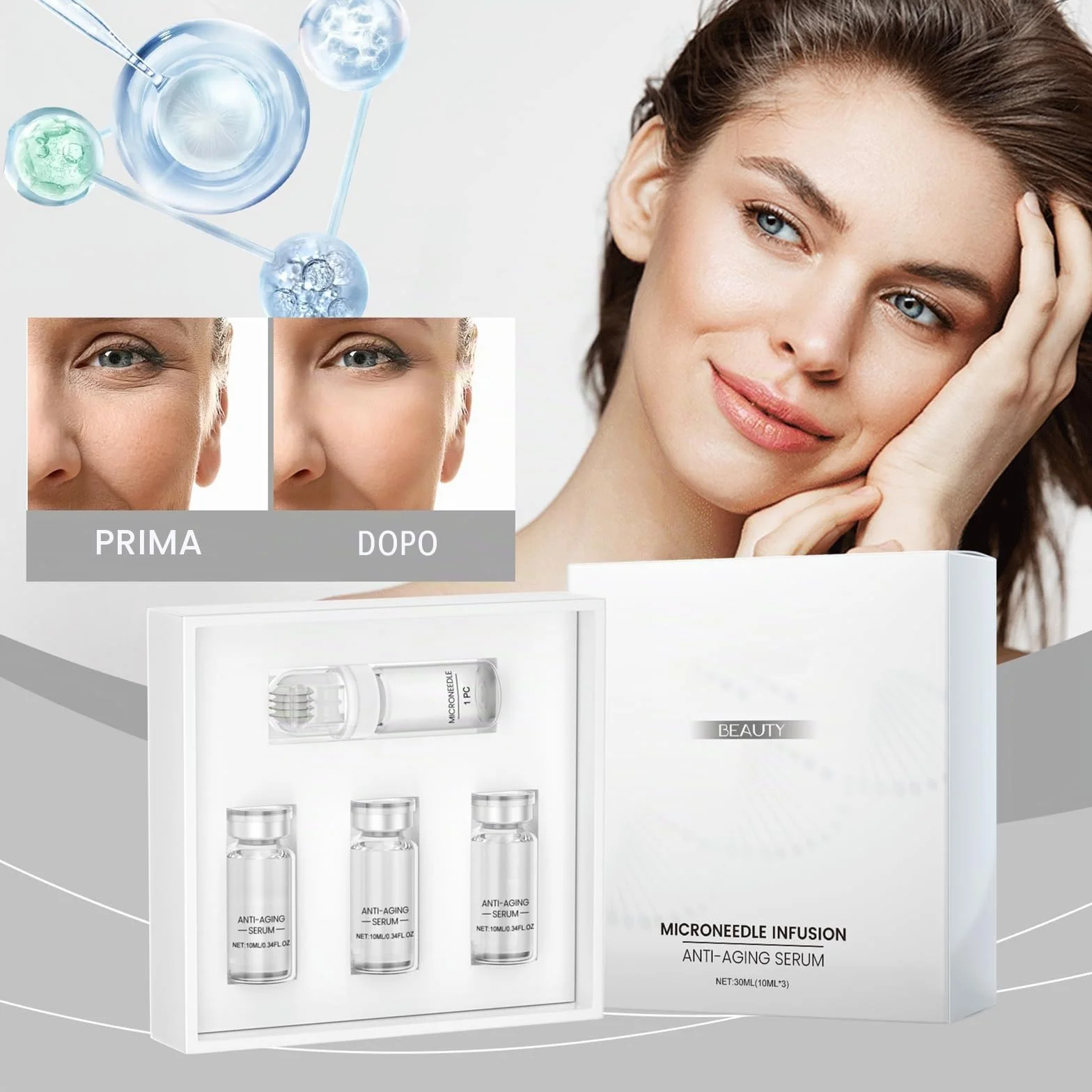 Sistema di Microinfusione Viso e Labbra con Acido Ialuronico Intensivo, Idratante e Antirughe