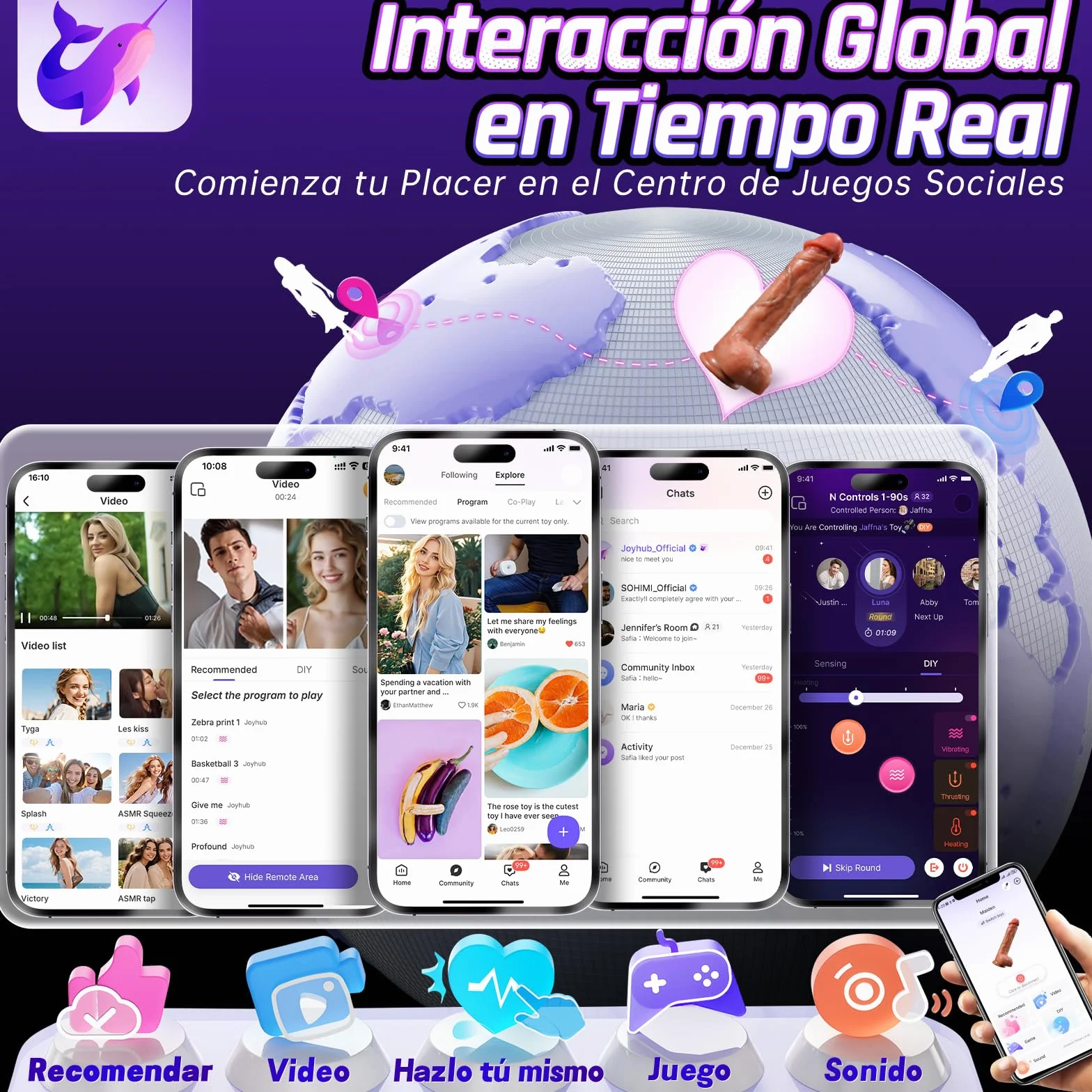 Dildo Realistico Doppi Sex Toys Anale XXL Vibratore per Donna Riscaldare 42°C 9 Modalità Spinta Vibrazione App Giochi Interattivi