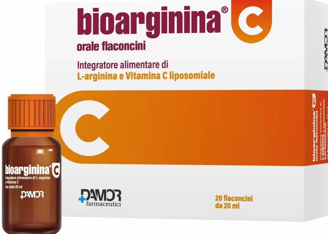 Damor - Bioarginina C Orale 20 Flaconcini con L-Arginina e Vitamina C Liposomiale - Integratore Alimentare