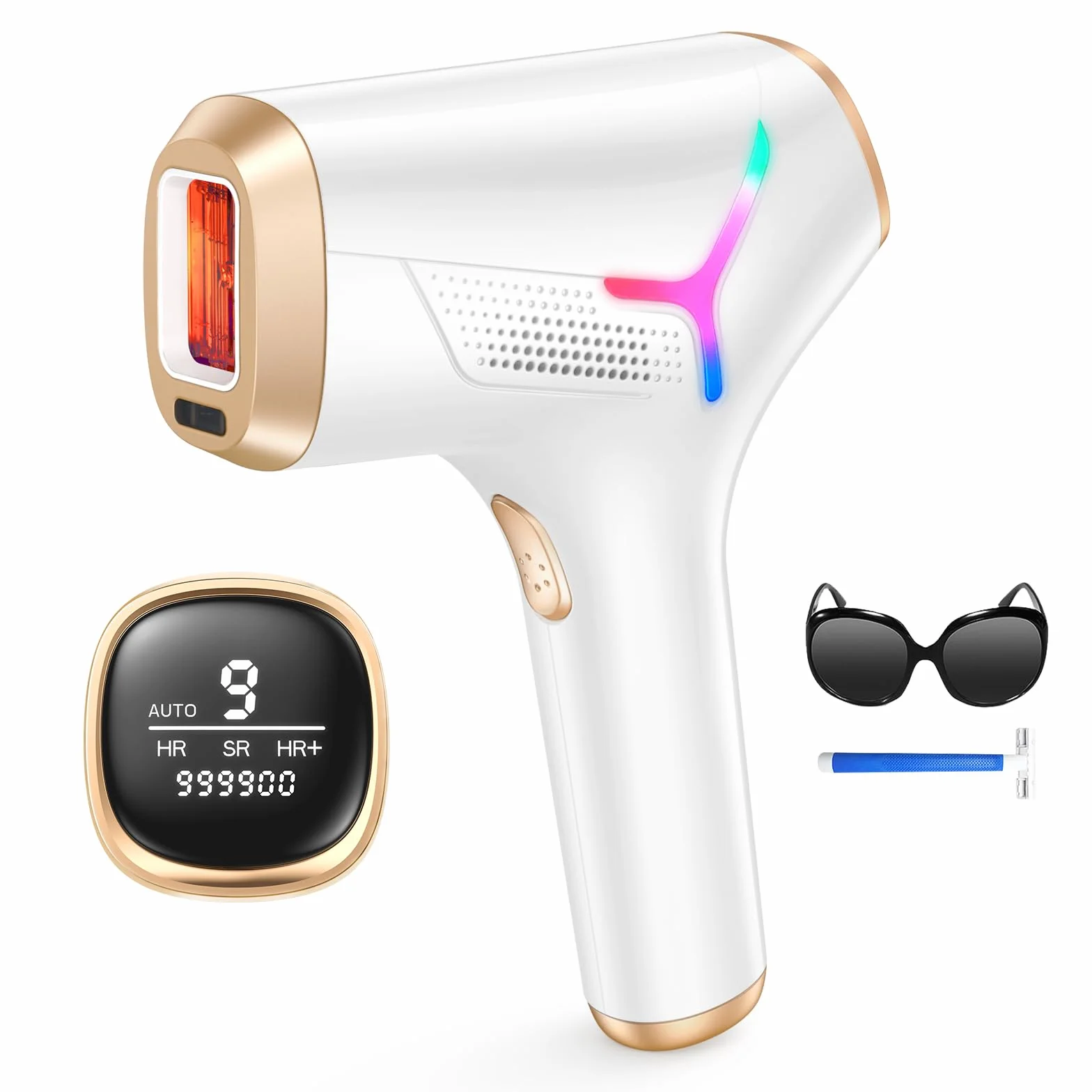 Haarlosy Epilatore Luce Pulsata con Tecnologia IGBT 3 IN 1 HR/SR/HR+ GLY03 | Epilatore Laser Professionale, 9 Livelli di Energia Regolabile Adatto Depilatore Corpo, Viso, Ascelle, Gambe
