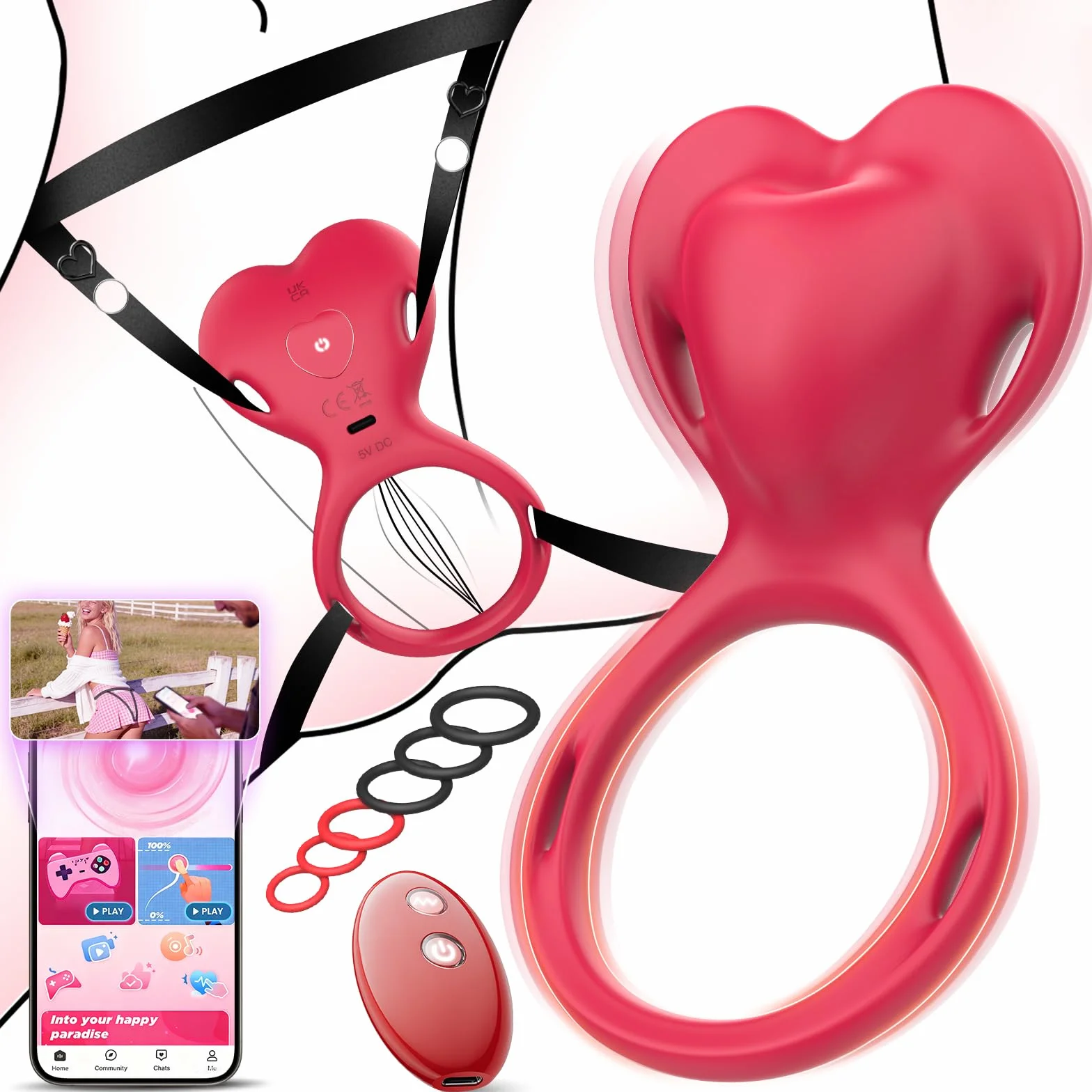Vibratoreper Donna Professionale Wireless XL con APP Sex Toys, AI-Sync Telecomando 10 Modalità Vibrazione Ovetto Vibrante Sexytoysys Coppia Sex Toy, Vibratore per Donna Punto g Squirting, 6 Anelli