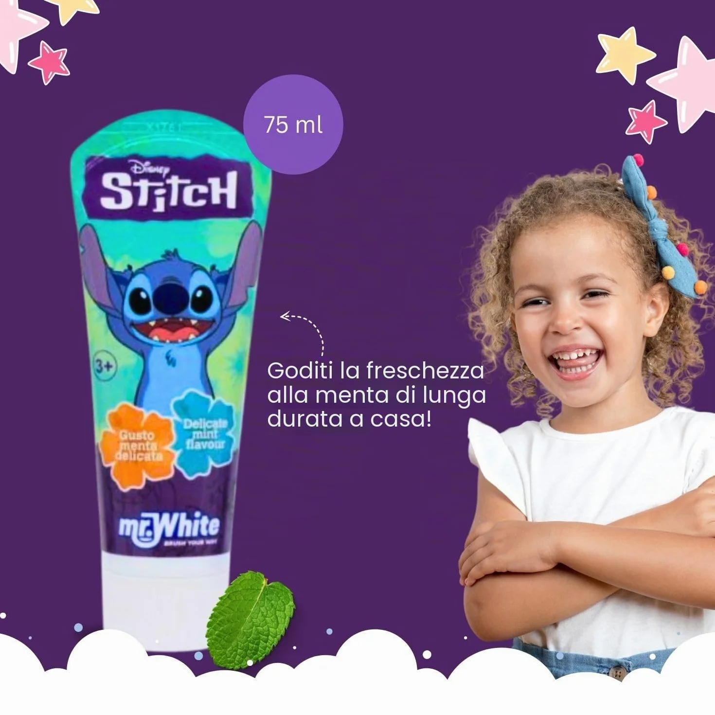 Disney Stitch - Set di spazzolini da denti per bambini, con setole morbide, ventosa e tappo protettivo, dentifricio alla menta e bicchiere multiuso, kit per l'igiene orale da viaggio per bambini dai 3