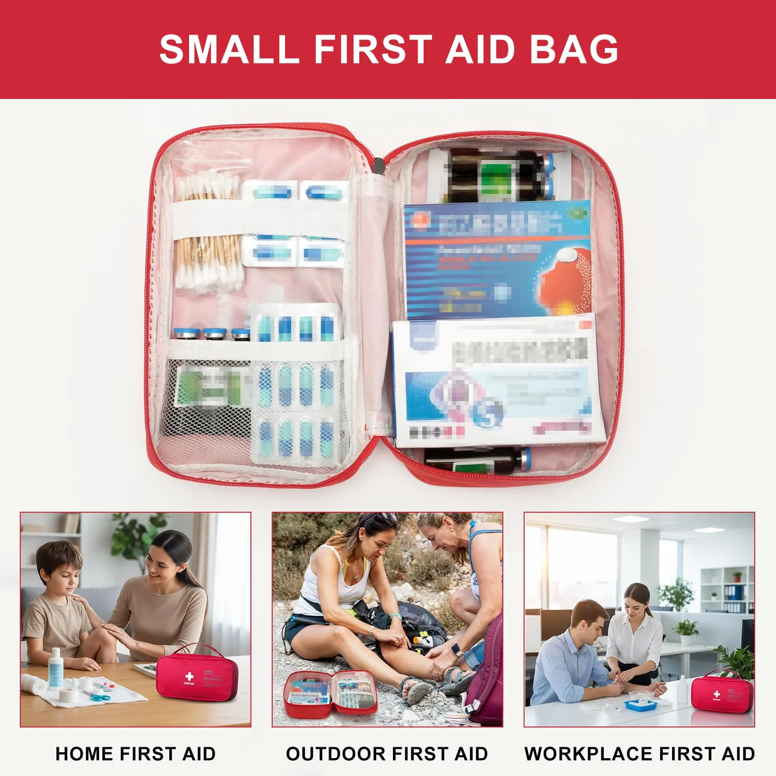 VINATO Kit di Primo Soccorso, Borsa Medica Portatile Vuota, Rosso