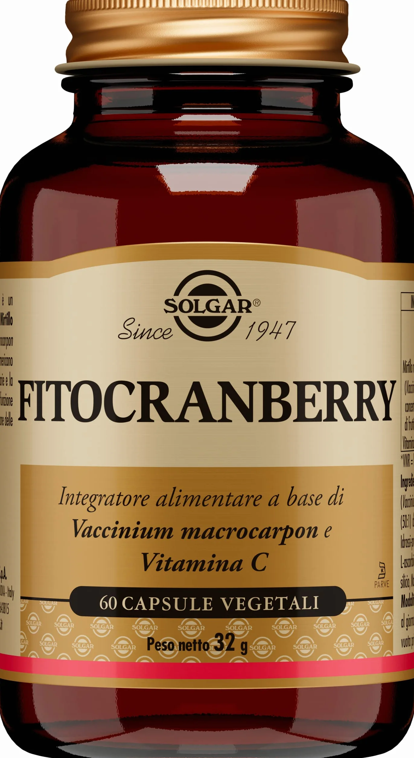 Solgar FITOCRANBERRY, 60 capsule vegetali – Cranberry 50:1 + Vitamina C – vie urinarie e drenaggio