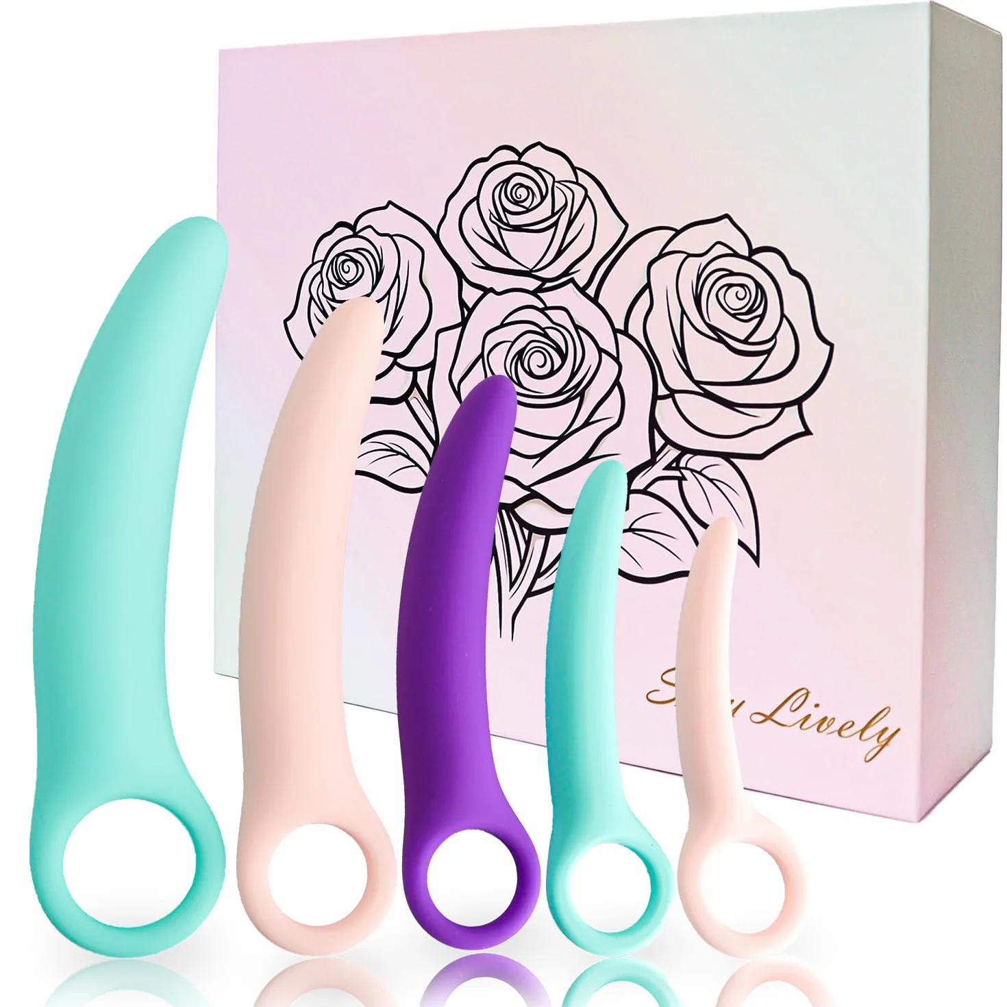 Dilatatori per Pavimento Pelvico Donna, Allenatore Muscolare Progressivo, 5 Pezzi a Colori Pastello, Design Curvo ad Anello
