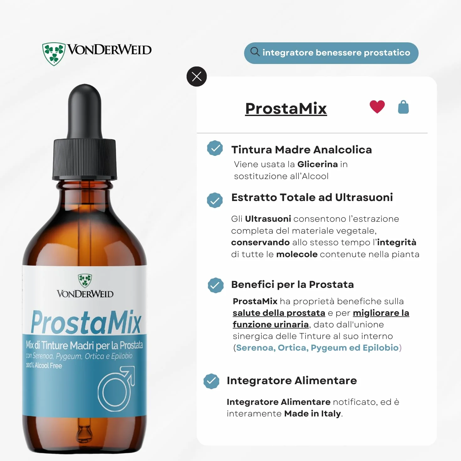 ProstaMix Integratore Prostata Uomo con Serenoa Repens, Pygeum Africanum, Ortica, Epilobio 100 ml