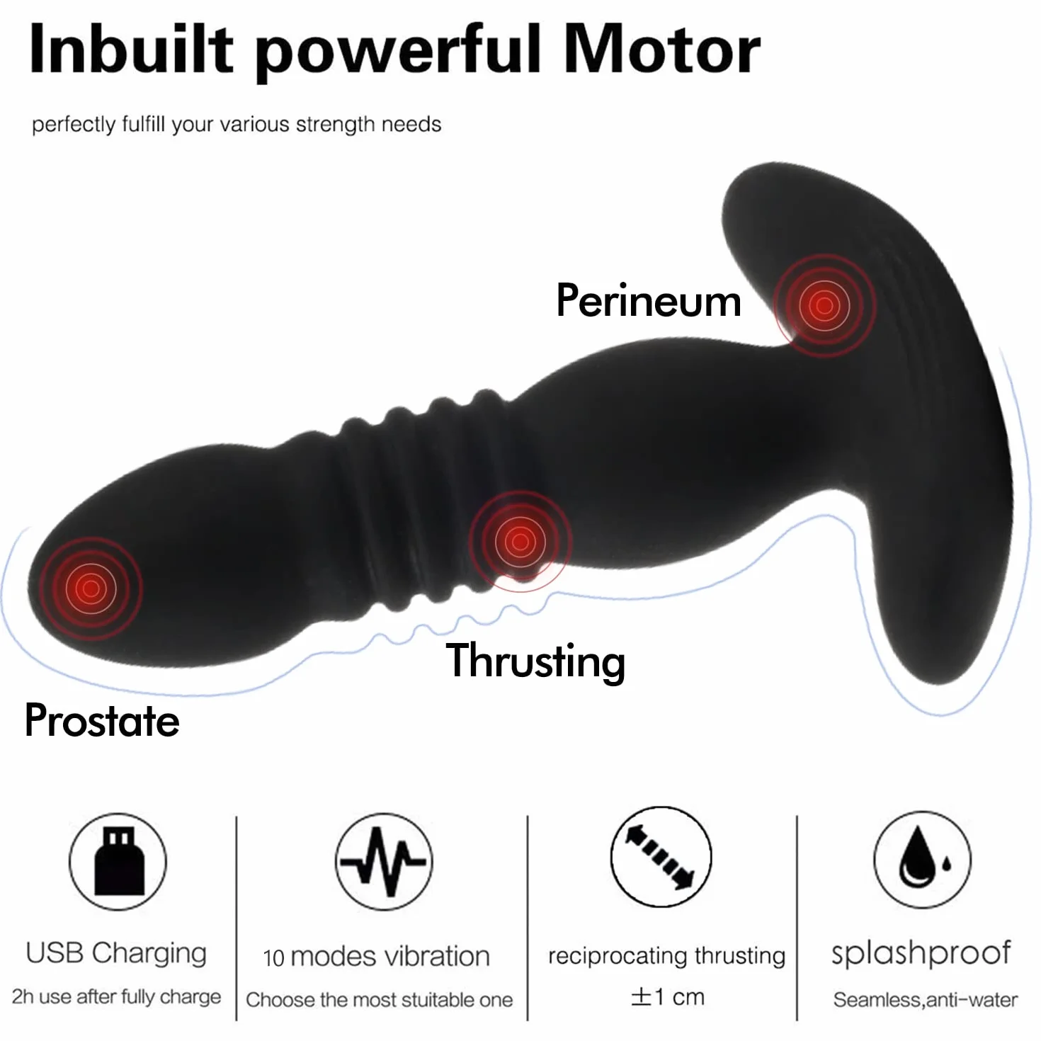 Massagg𝚒atór𝚎 Próstatico,Silicone V𝚒bràtór𝚎 con 10 Modalità di Vibrazion𝚎, Morbido V𝚒bratǒr𝚒 per Donna e Uomo Stimólazione Clitòrid𝚎a e Puntó G Massagg𝚒atór𝚎