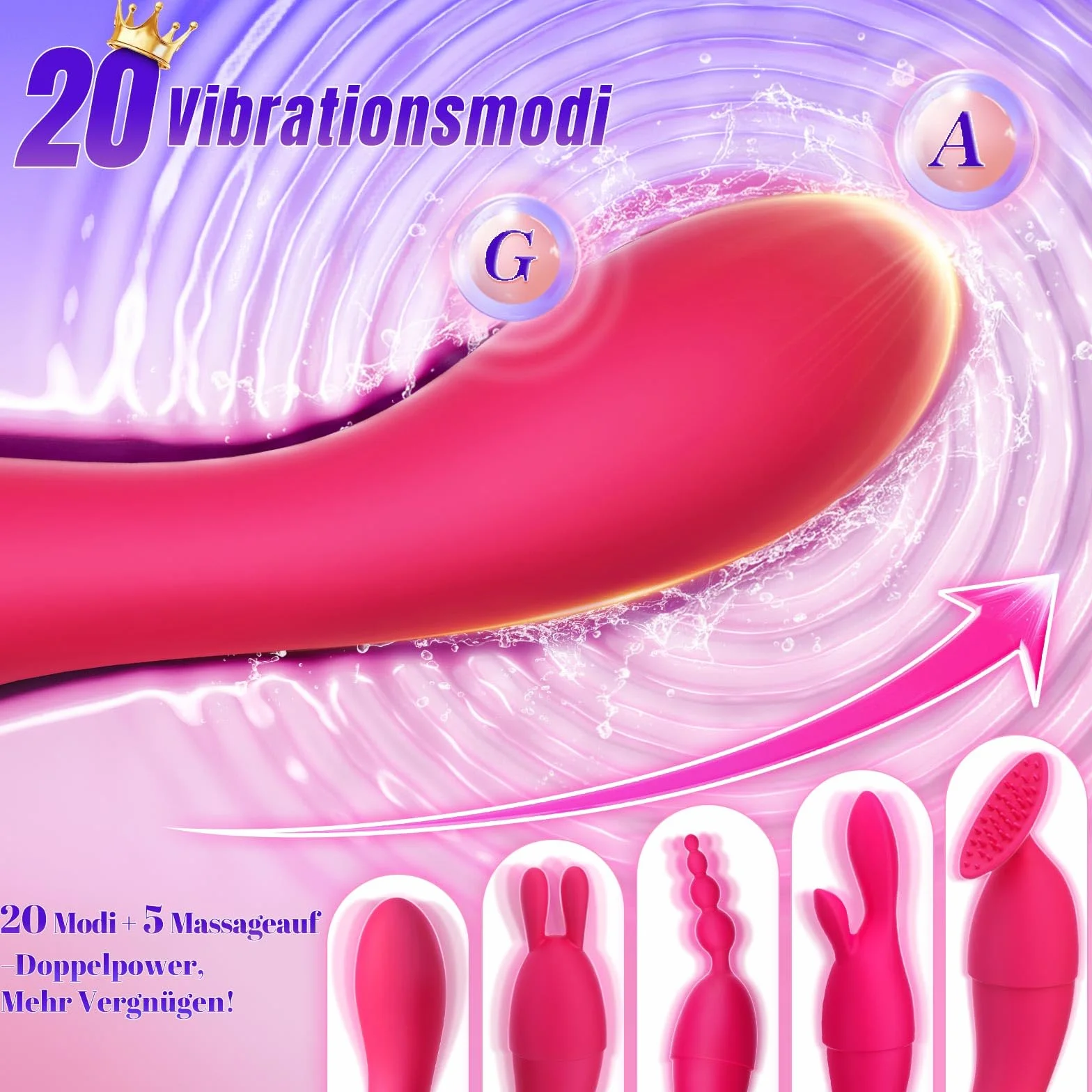 Vibratore Sex Toys Multifunzionale Vibratoreper Donna Professionale, 4-in-1 Set Vibratori con Accessori Intercambiabili, Sexytoysys Donna Coppia Vibratori 20 Modalità Toys Sessuali Clitoride e Punto G