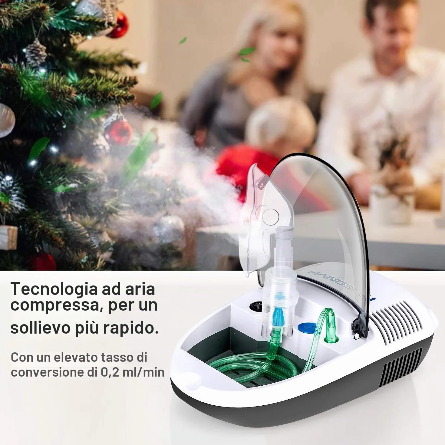 Hangsun Aerosol a Pistone Inalatore Nebulizzatore Silenzioso Portatile per Adulti e Bambini, con accessori per adulti e bambini
