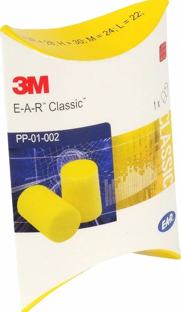 3M EAR Classic, confezione da 50 paia di tappi per le orecchie confezionati in coppia, colore giallo, protezione = 28 dB